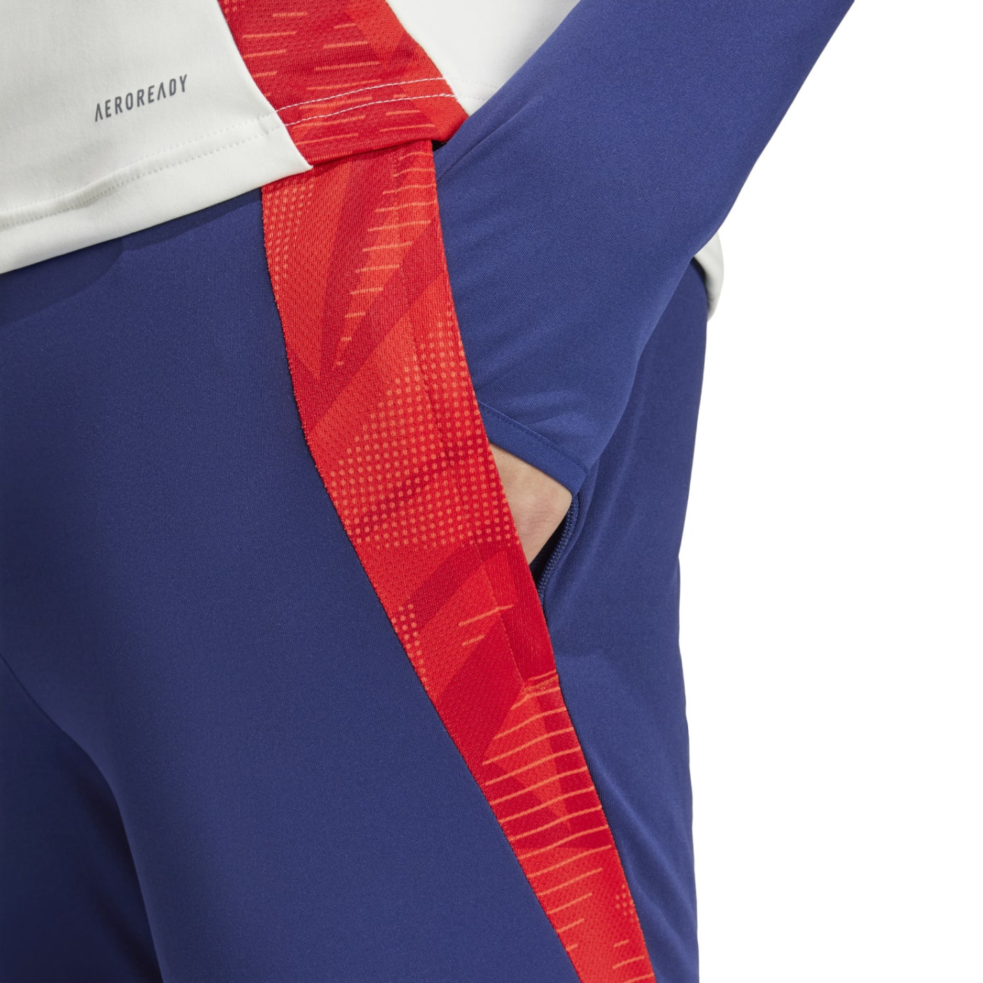 Veste Rouille avec Pantalon Blanc et Chemise à Rayures Bleues