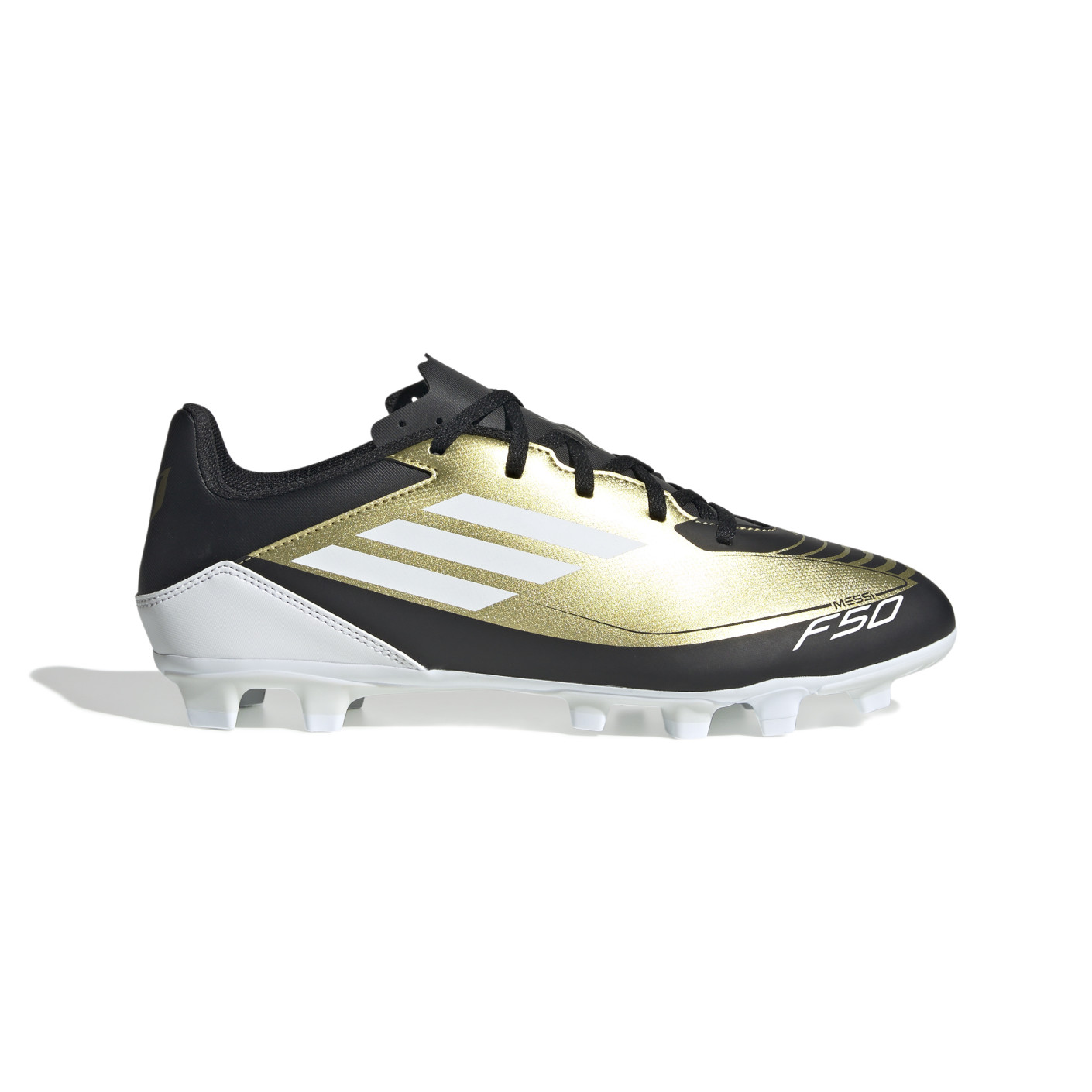 adidas F50 Messi Club Gras / Kunstgras Voetbalschoenen (MG) Goud Zwart Wit