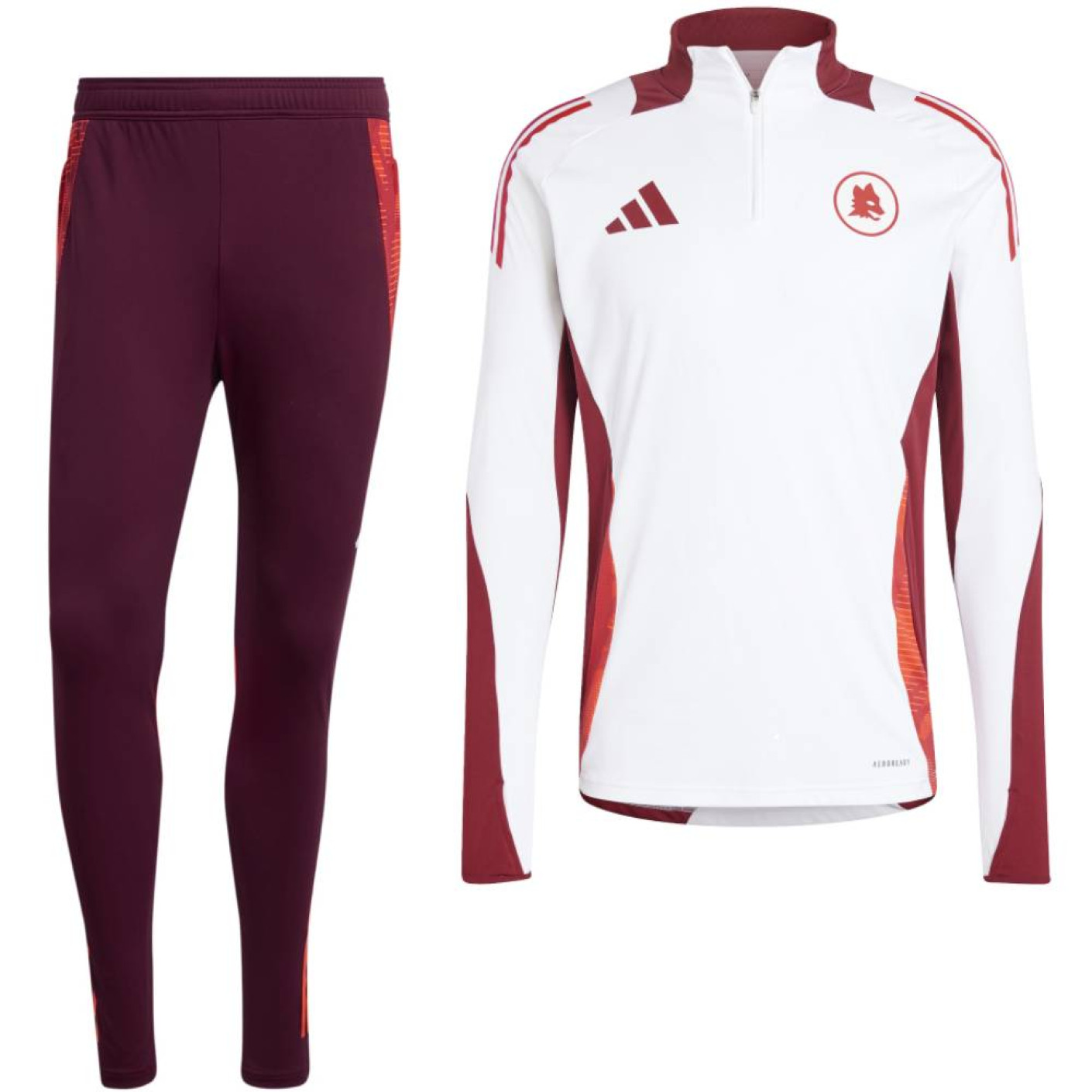 adidas AS Roma Survêtement 1/4-Zip 2024-2025 Blanc Bordeaux Orange