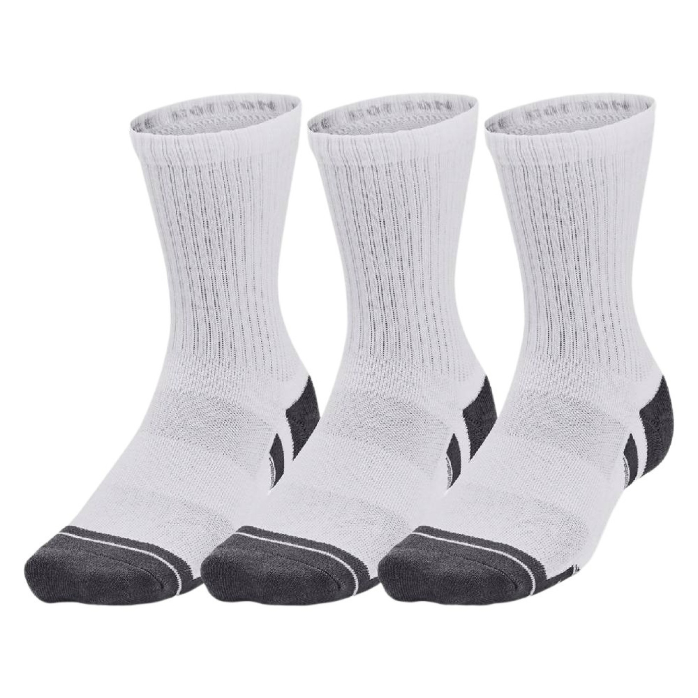 Chaussettes de sport Under Armour Performance, lot de 3, blanc et gris