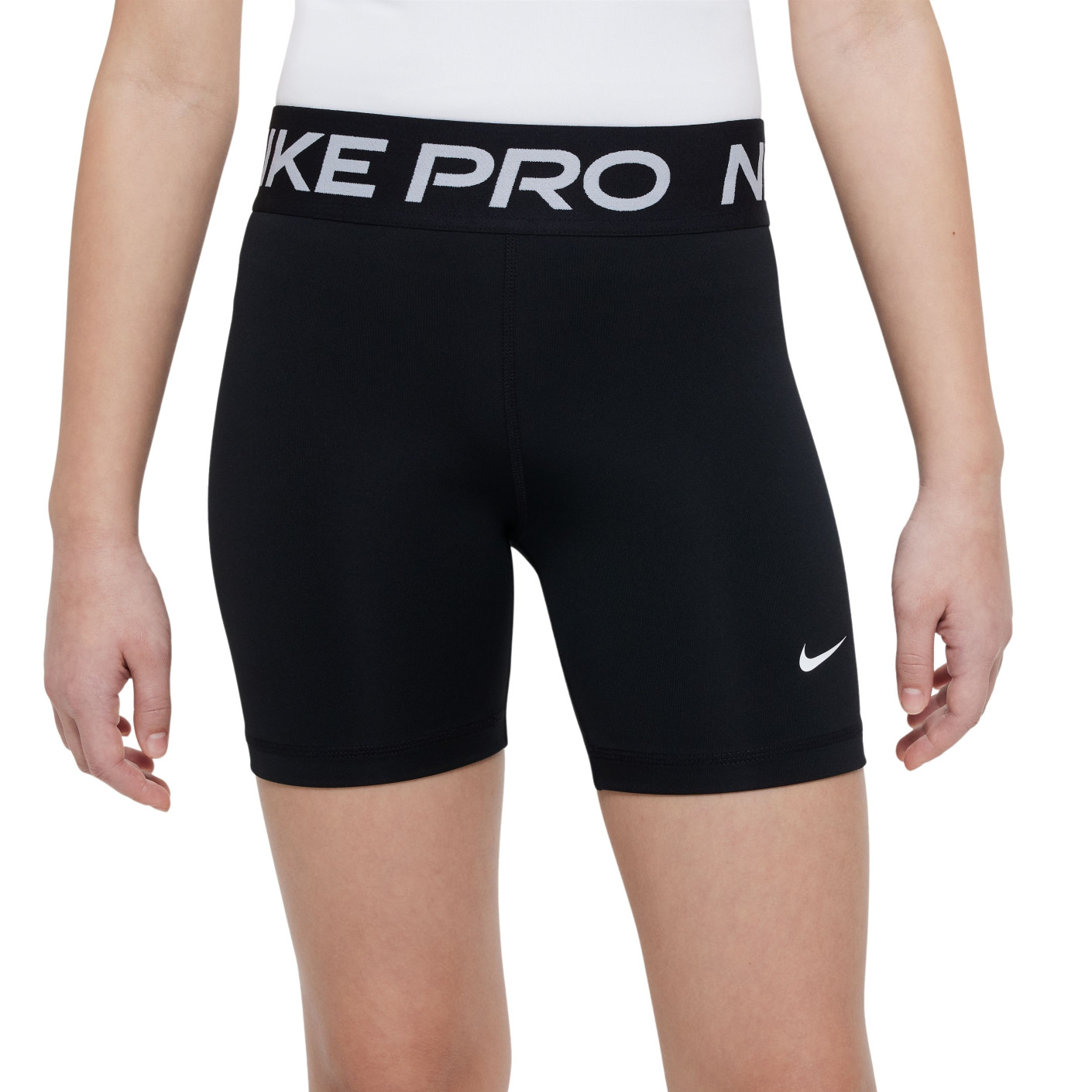 Short de sport Nike Pro 5IN pour fille noir et blanc