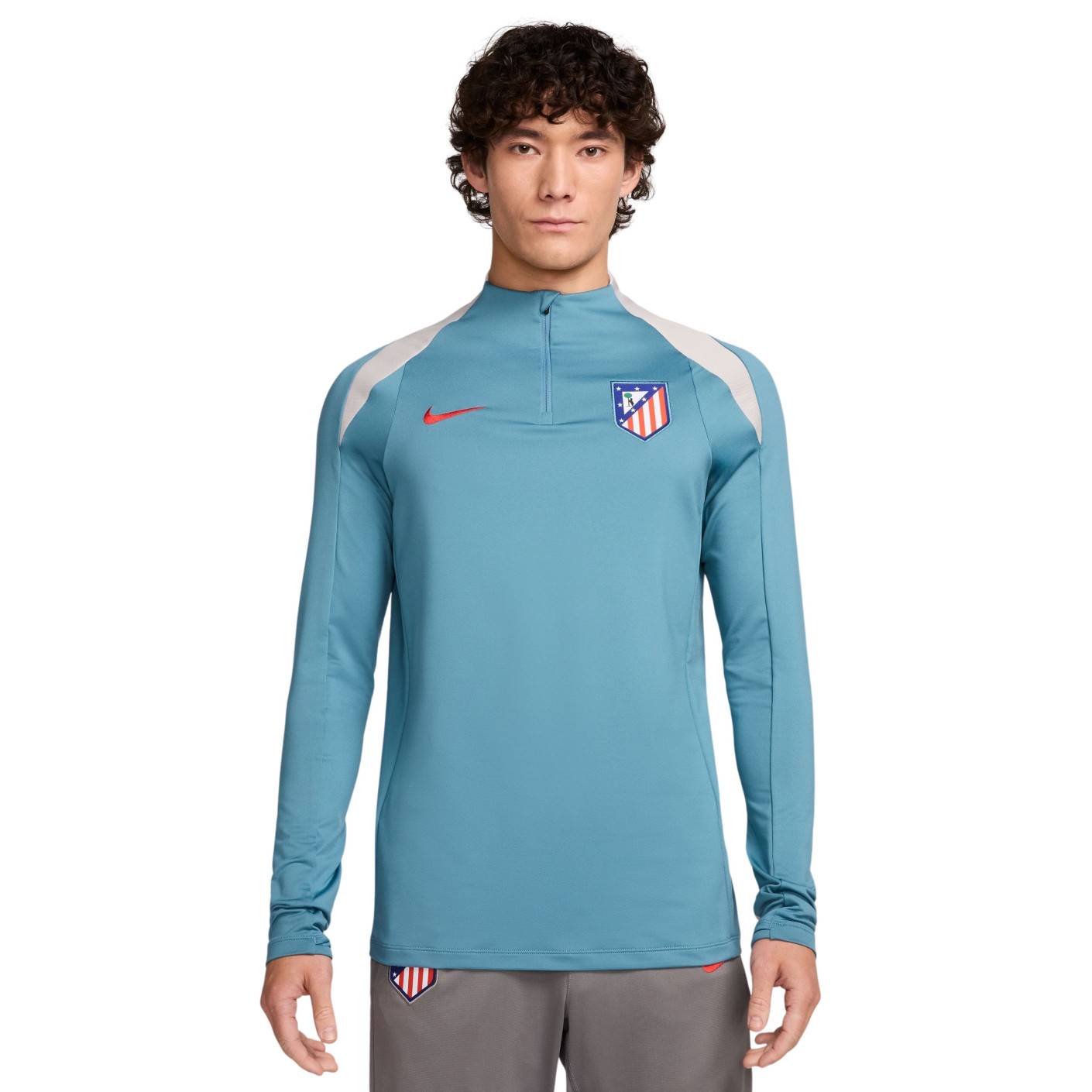 Nike Atletico Madrid Strike Haut d'Entraînement 1/4-Zip 2024-2025 Bleu Clair Gris Rouge