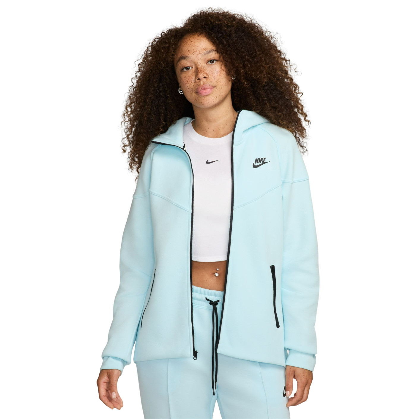 Veste de sport Nike Tech Fleece pour femme, bleu clair, noir