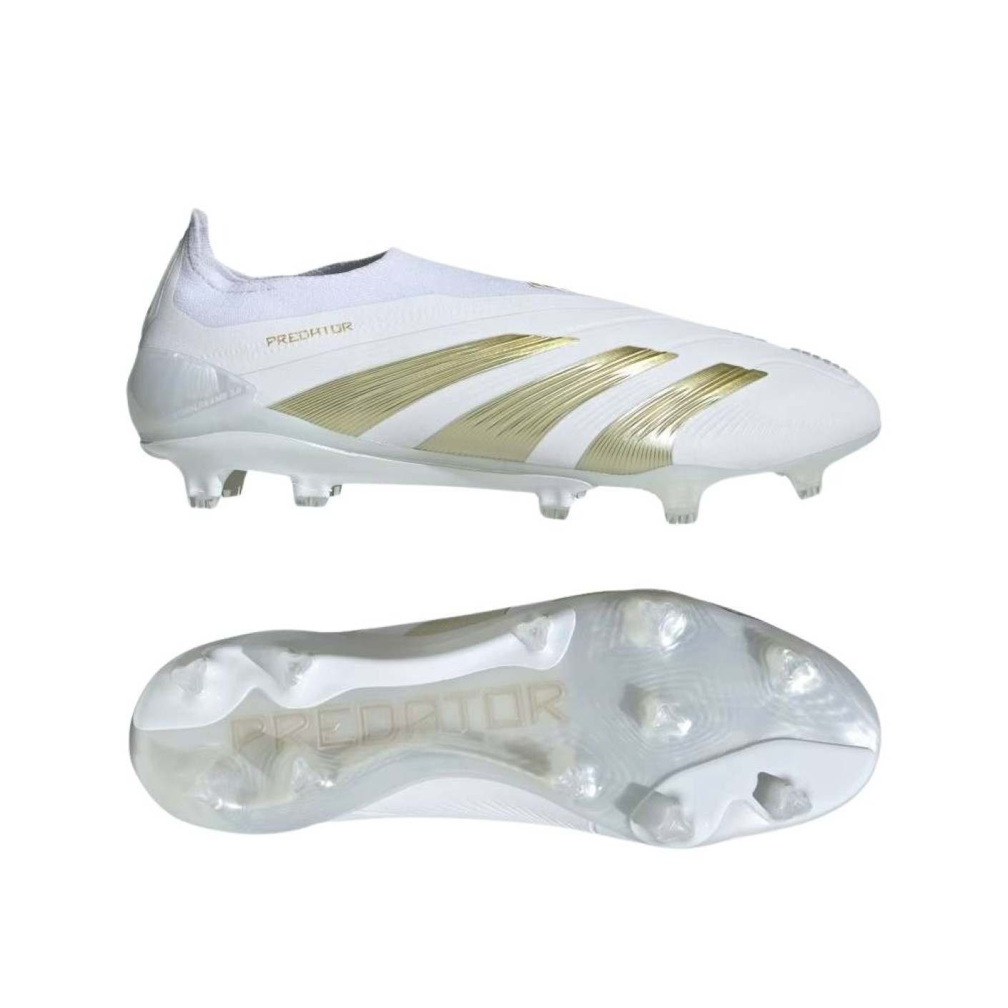 adidas Predator Elite Sans Lacets Gazon Naturel Chaussures de Foot FG Blanc Dore Voetbalshop.be