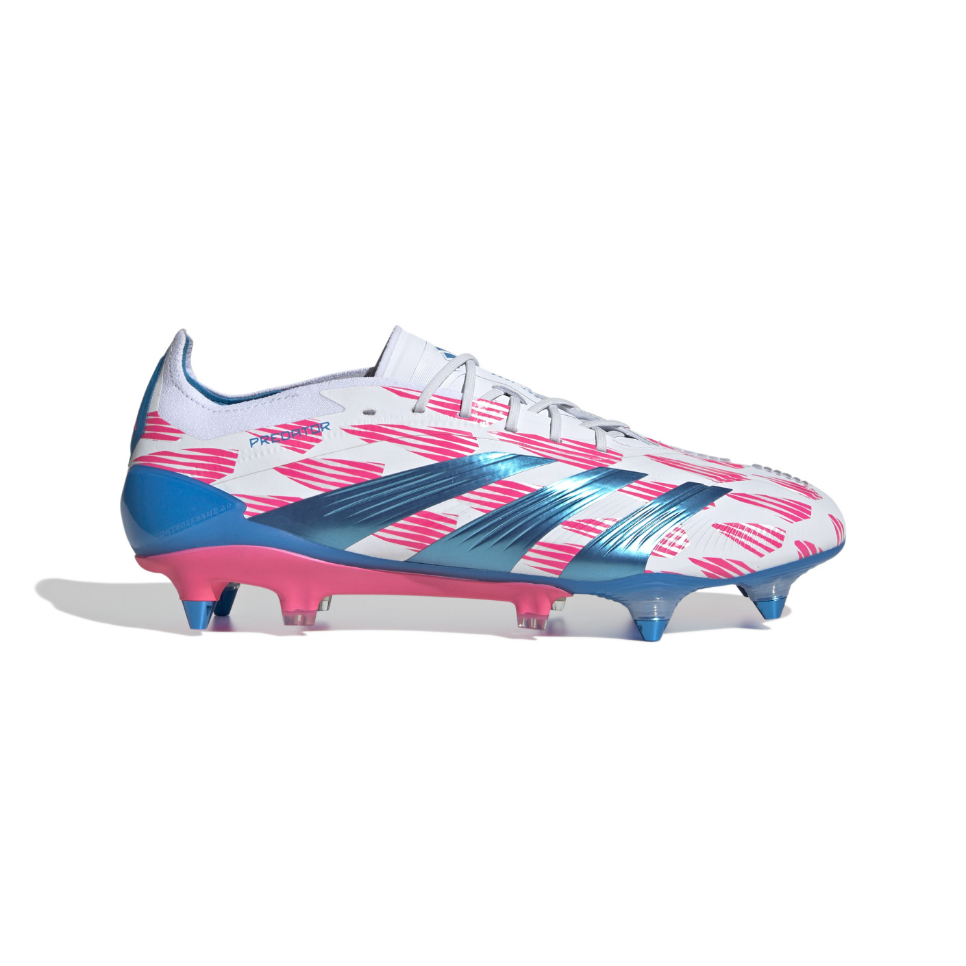 adidas Predator Elite Crampons Visses Chaussures de Foot SG Blanc Rose Bleu