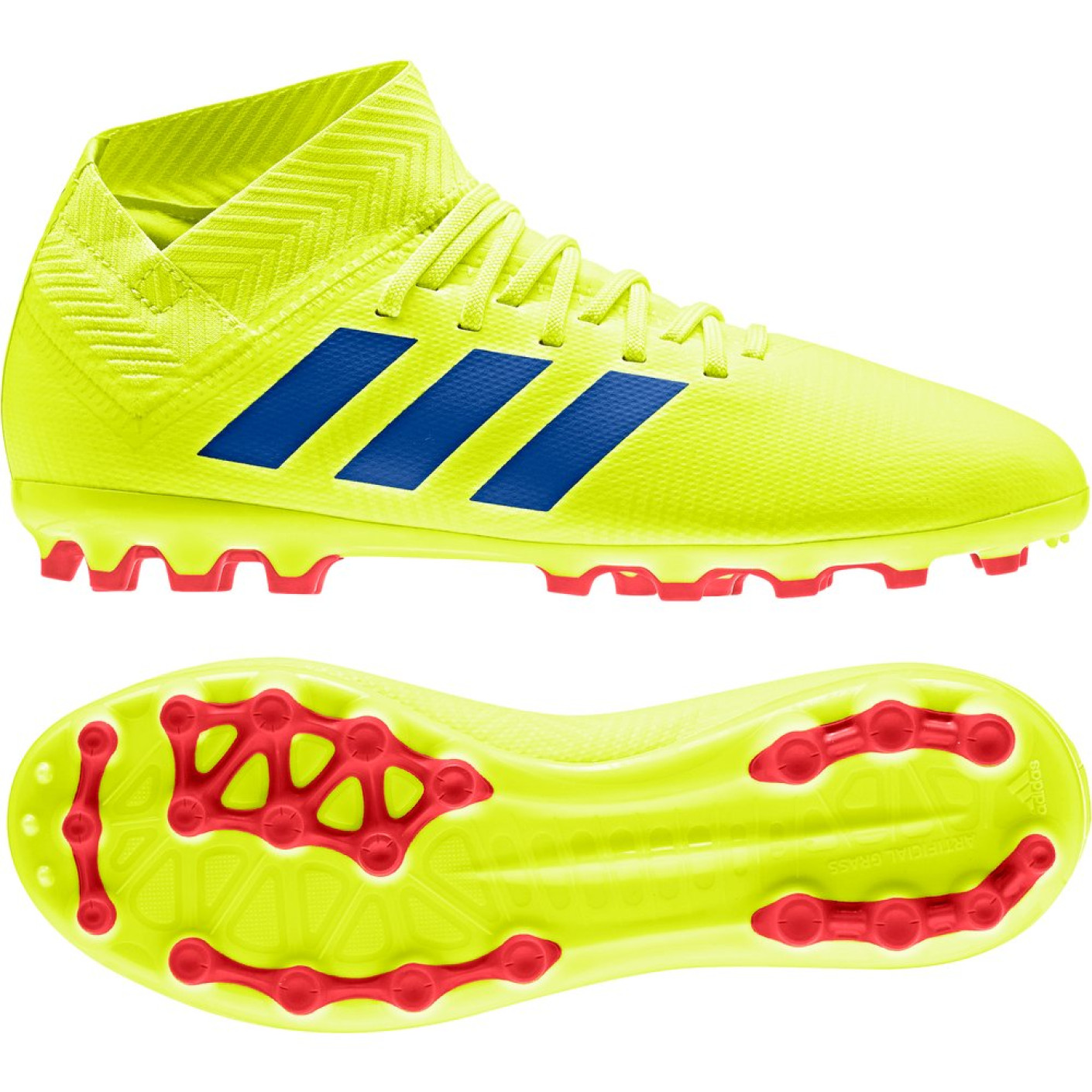 adidas NEMEZIZ 18.3 AG Kunstgras Voetbalschoenen Kids Geel Blauw Rood