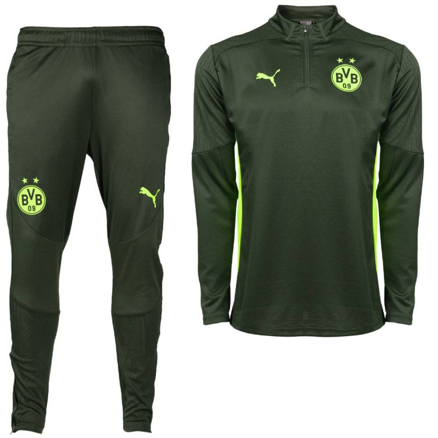 PUMA Borussia Dortmund Survetement 1 4 Zip 2024 2025 Vert Jaune