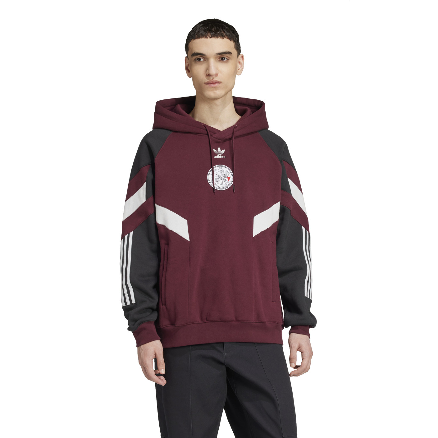 adidas Ajax Originals Sweat a Capuche 2024 2025 Bordeaux Blanc Noir Voetbalshop.be