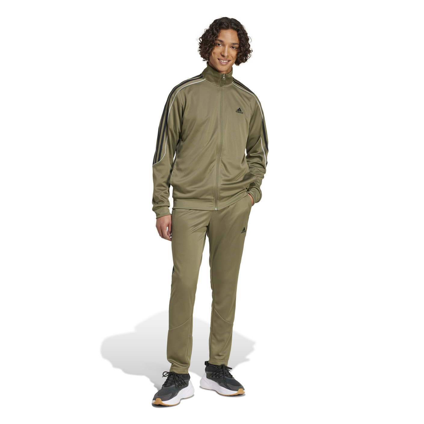 adidas Sportswear 3 Stripes Survetement Full Zip Vert Olive Noir Voetbalshop.be