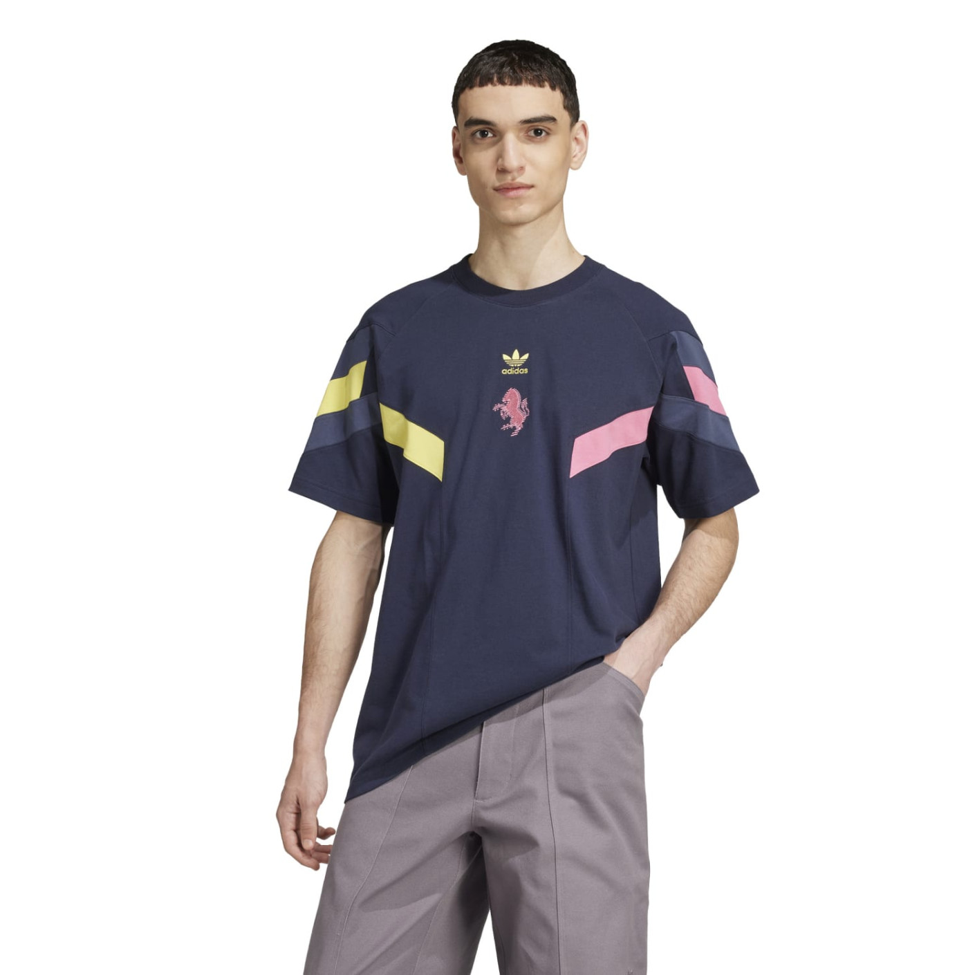 adidas Juventus Originals T-Shirt 2024-2025 Bleu Foncé Jaune Rose