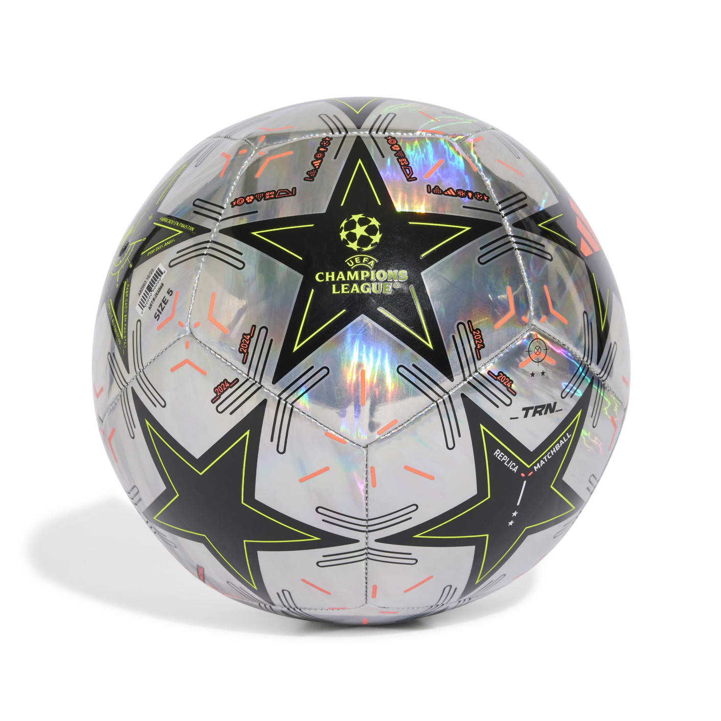 adidas UEFA Champions League Training Foil Ballon de Foot 2024-2025 Argenté Noir Jaune