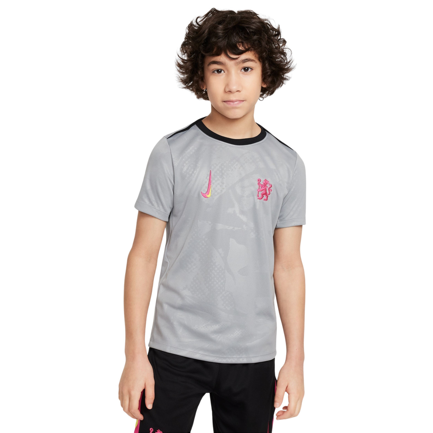 Nike Chelsea Pre-Match Maillot d'Entraînement 2024-2025 Enfants Gris Noir Rose