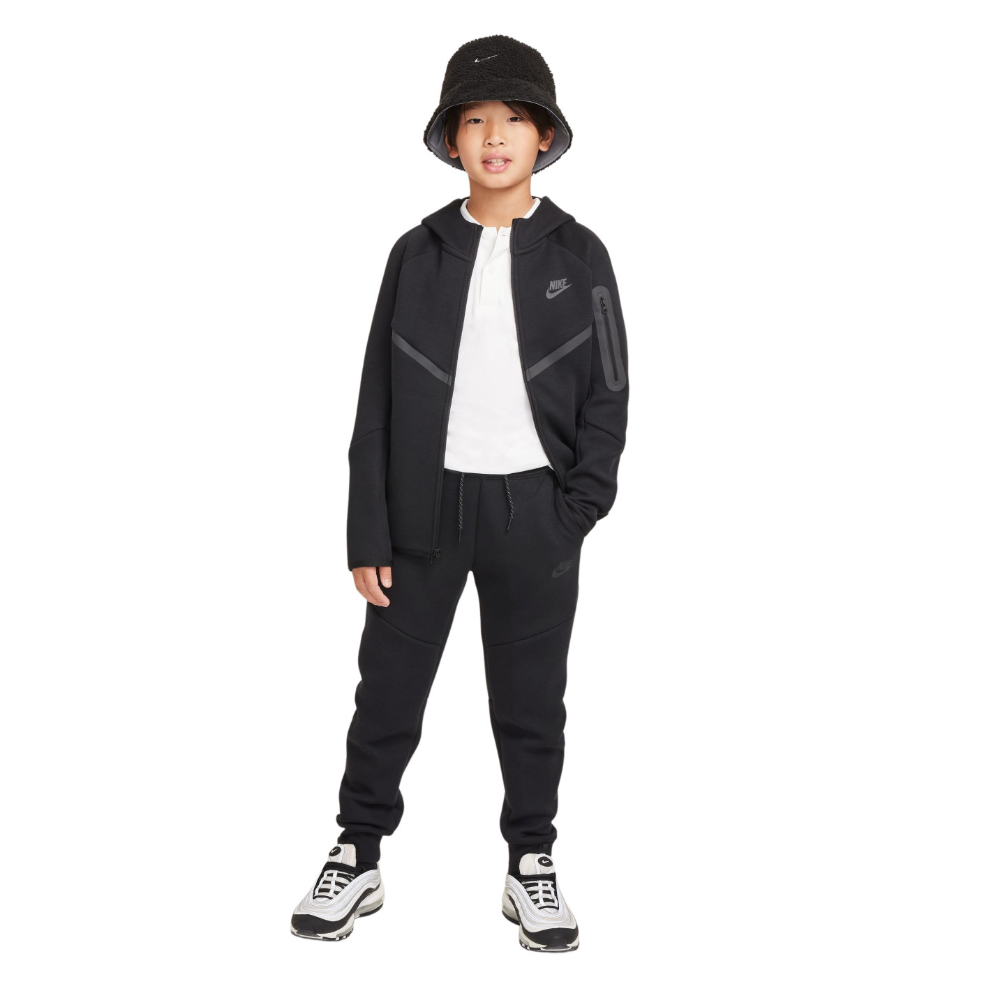 Nike Tech Fleece Sportswear Trainingspak Kids Zwart Donkergrijs