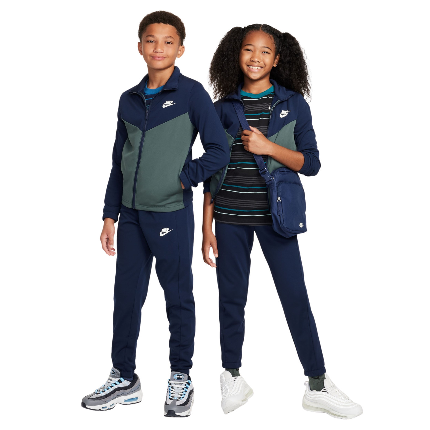 Nike Sportswear Survêtement Full-Zip Enfants Bleu Foncé Vert Blanc
