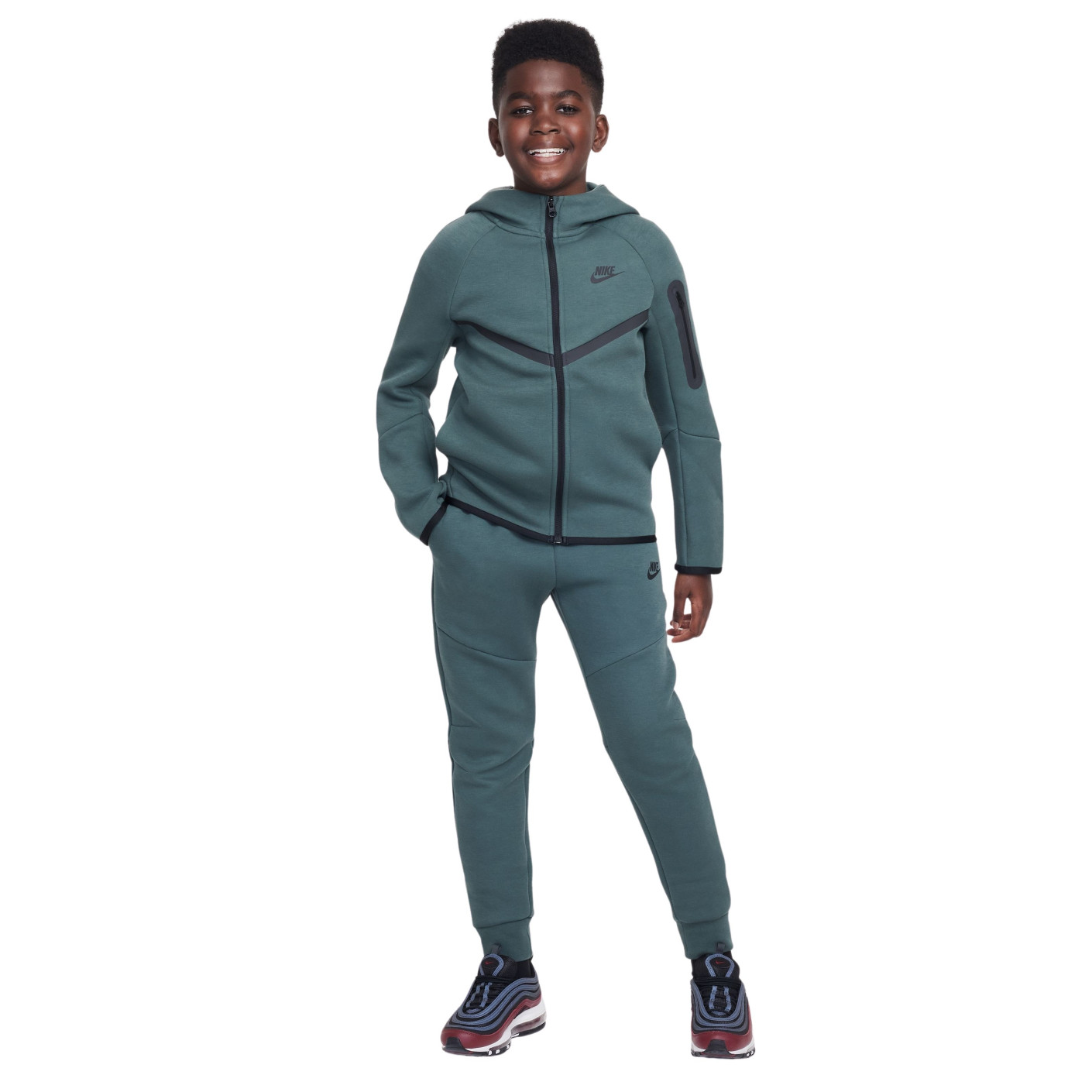 Nike Tech Fleece Sportswear Survêtement Enfants Vert Foncé Noir