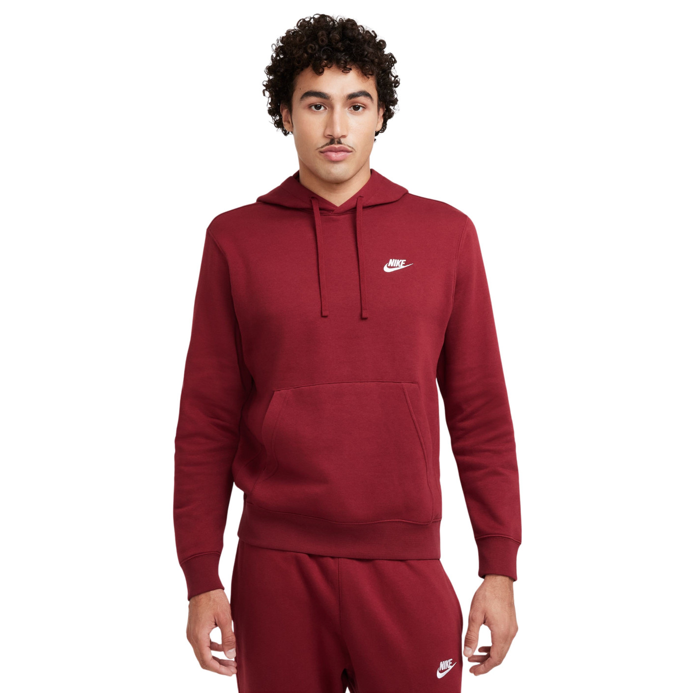 Nike Sportswear Club Fleece Sweat à Capuche Rouge Foncé Blanc