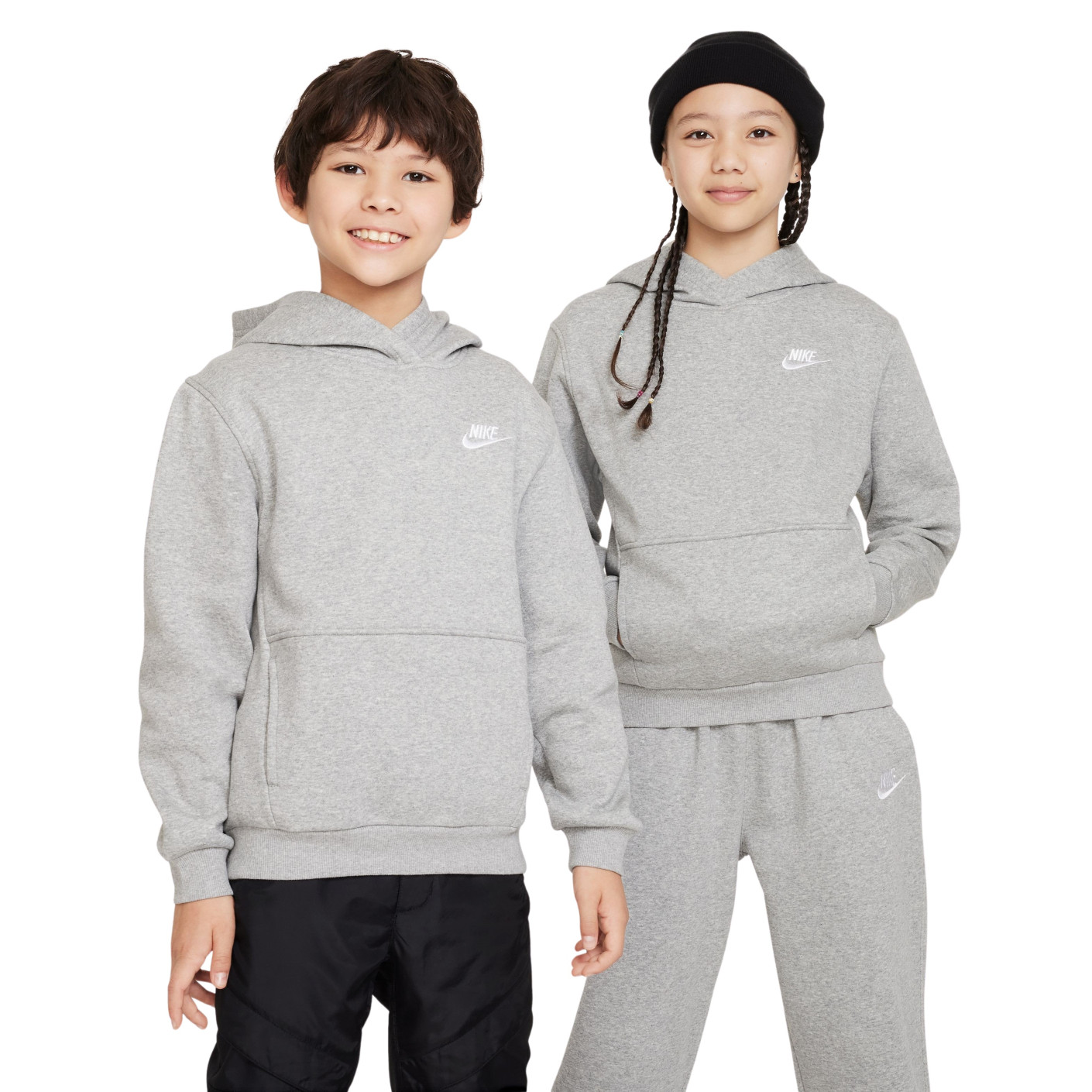 Nike Sportswear Club Fleece Hoodie Kids Lichtgrijs Wit