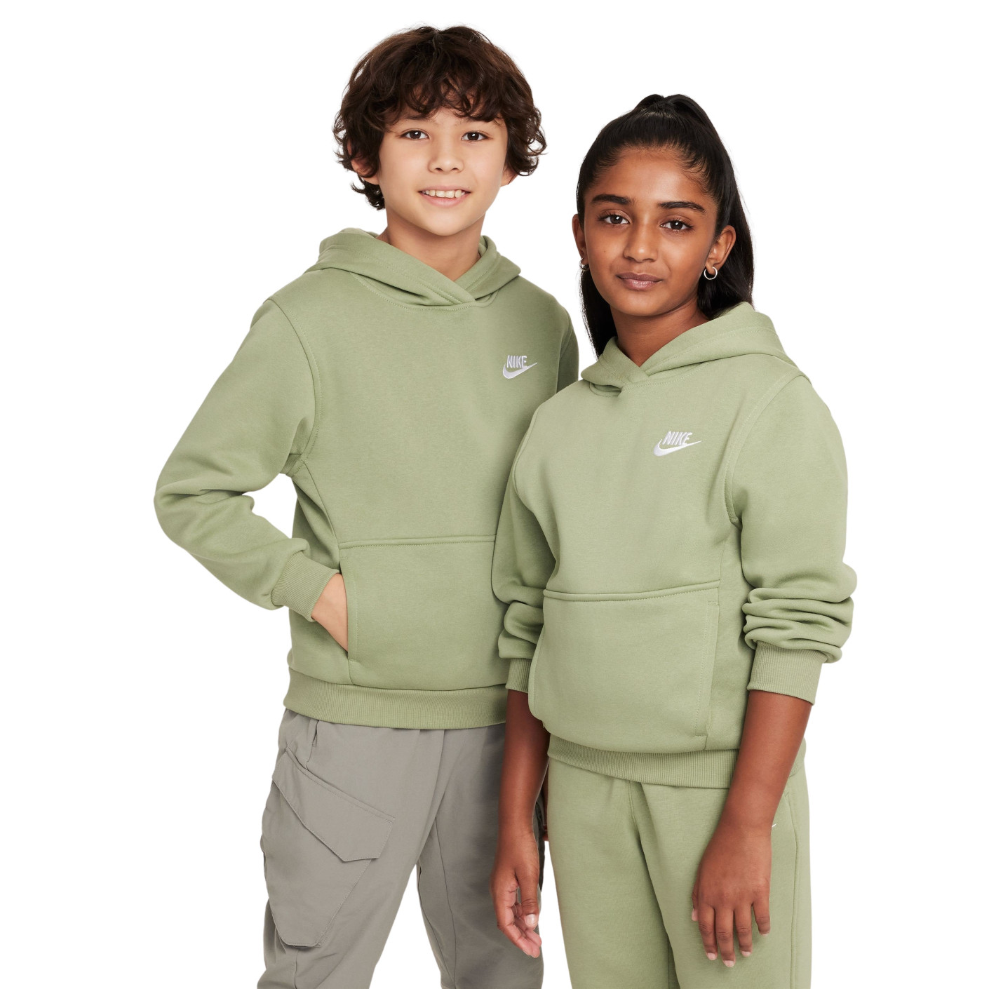 Nike Sportswear Club Fleece Hoodie Kids Lichtgroen Wit