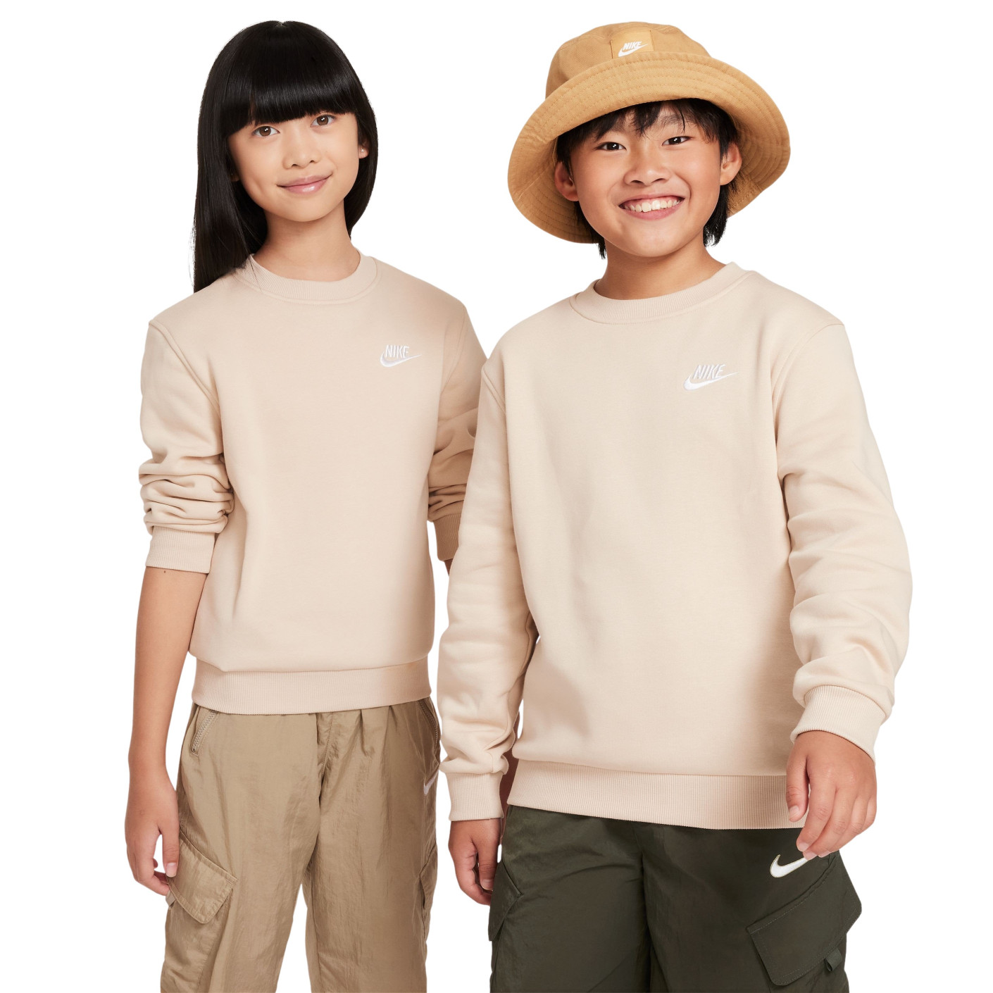 Nike Sportswear Club Fleece Sweat à Capuche Enfants Beige Clair Blanc