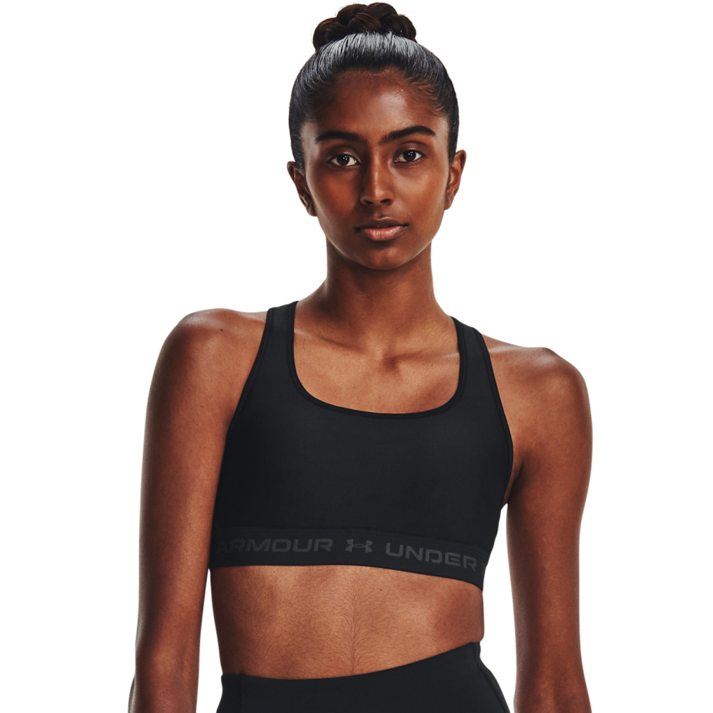 Under Armour Mid Crossback Sportbeha Dames Zwart