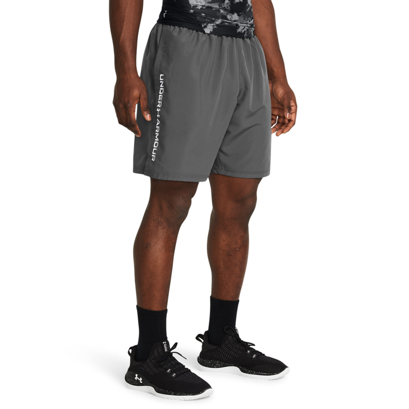 Under Armour Tech Woven Wordmark Short d'Entraînement Gris Blanc