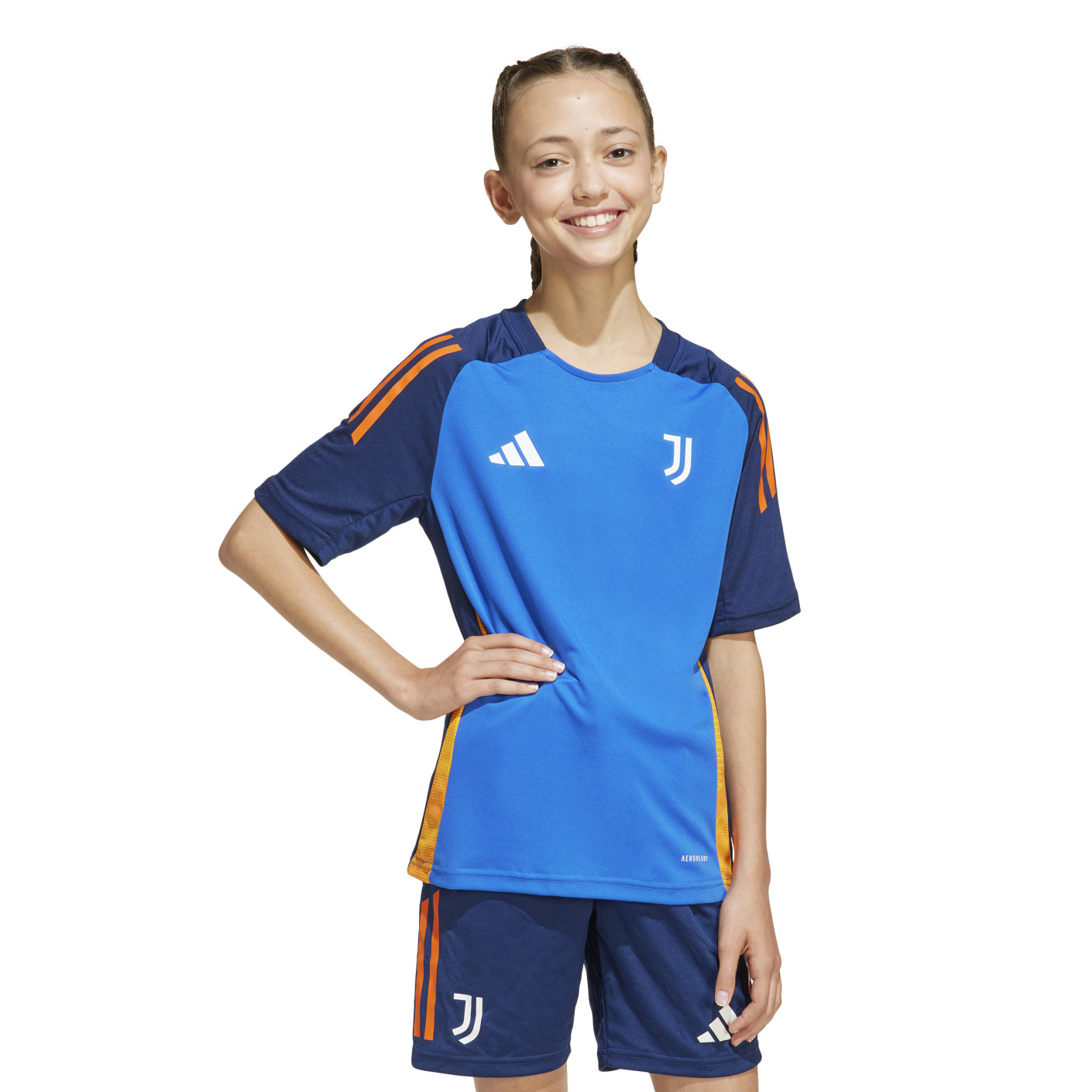 adidas Juventus Maillot d'Entraînement 2024-2025 Enfants Bleu Orange Blanc