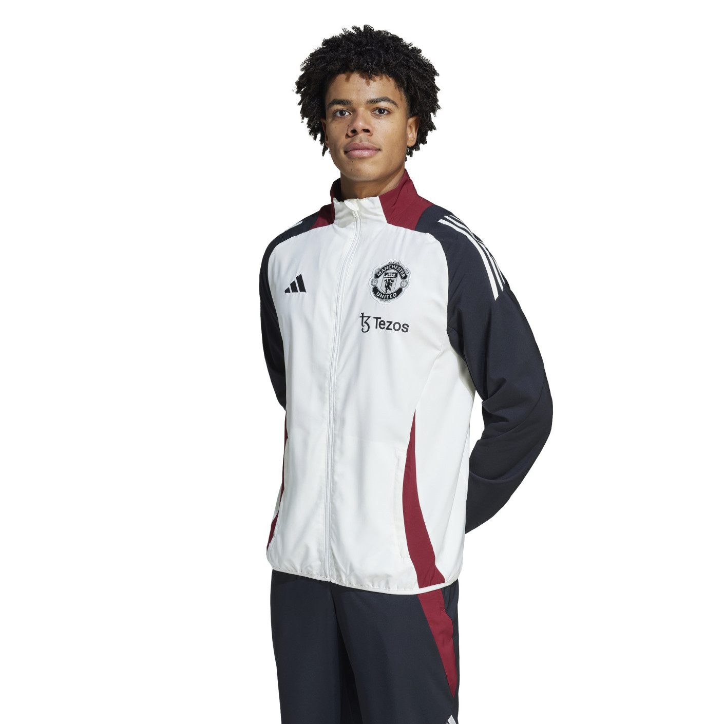 adidas Manchester United Présentation Veste d'Entraînement 2024-2025 Blanc Noir Rouge