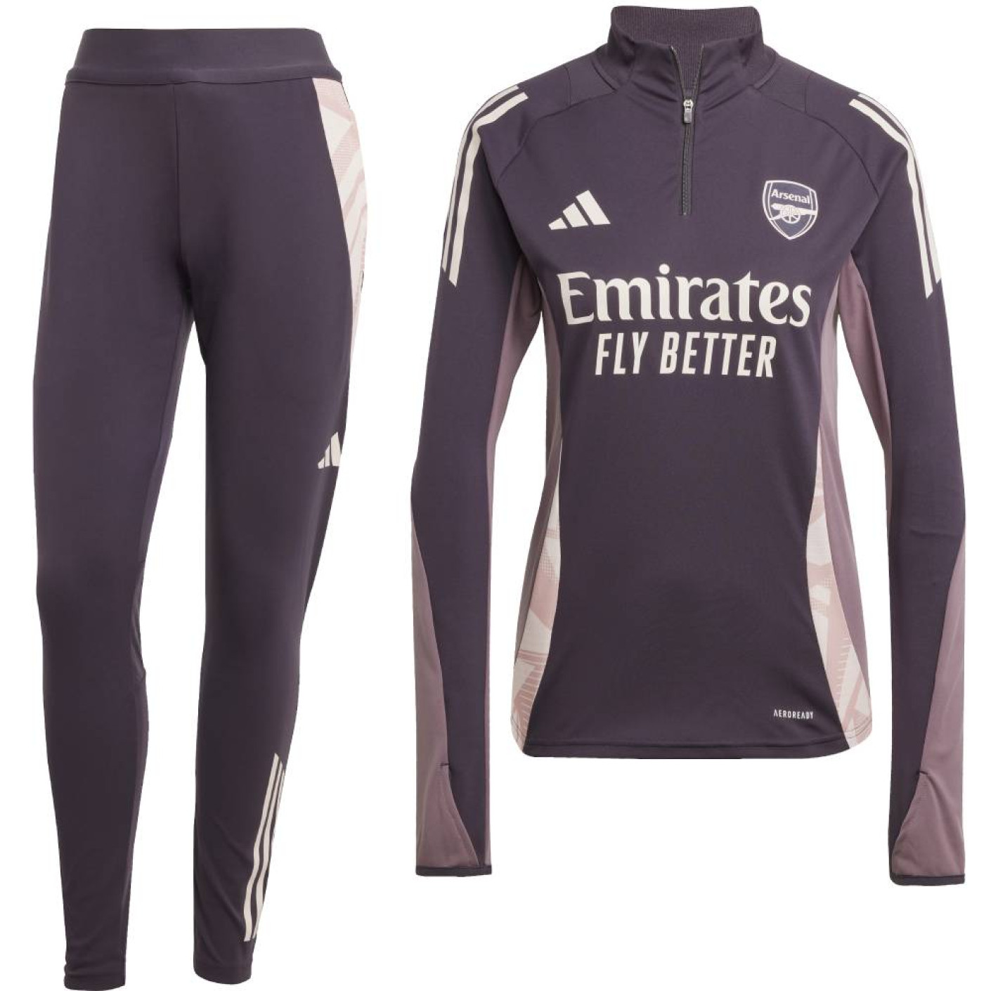 adidas Arsenal Trainingspak 1/4-Zip 2024-2025 Dames Donkerpaars Beige Paars
