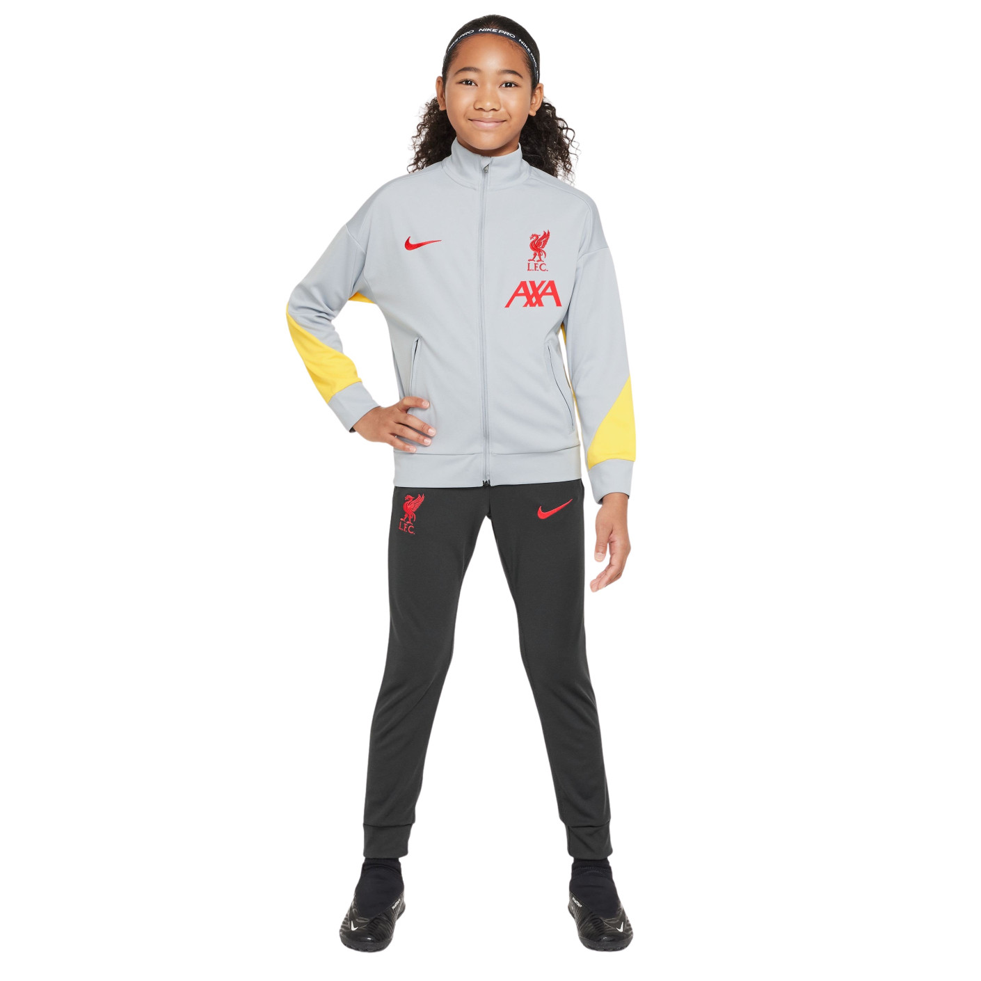 Nike Liverpool Academy Pro Survêtement Full-Zip 2024-2025 Enfants Gris Gris Foncé Jaune Rouge