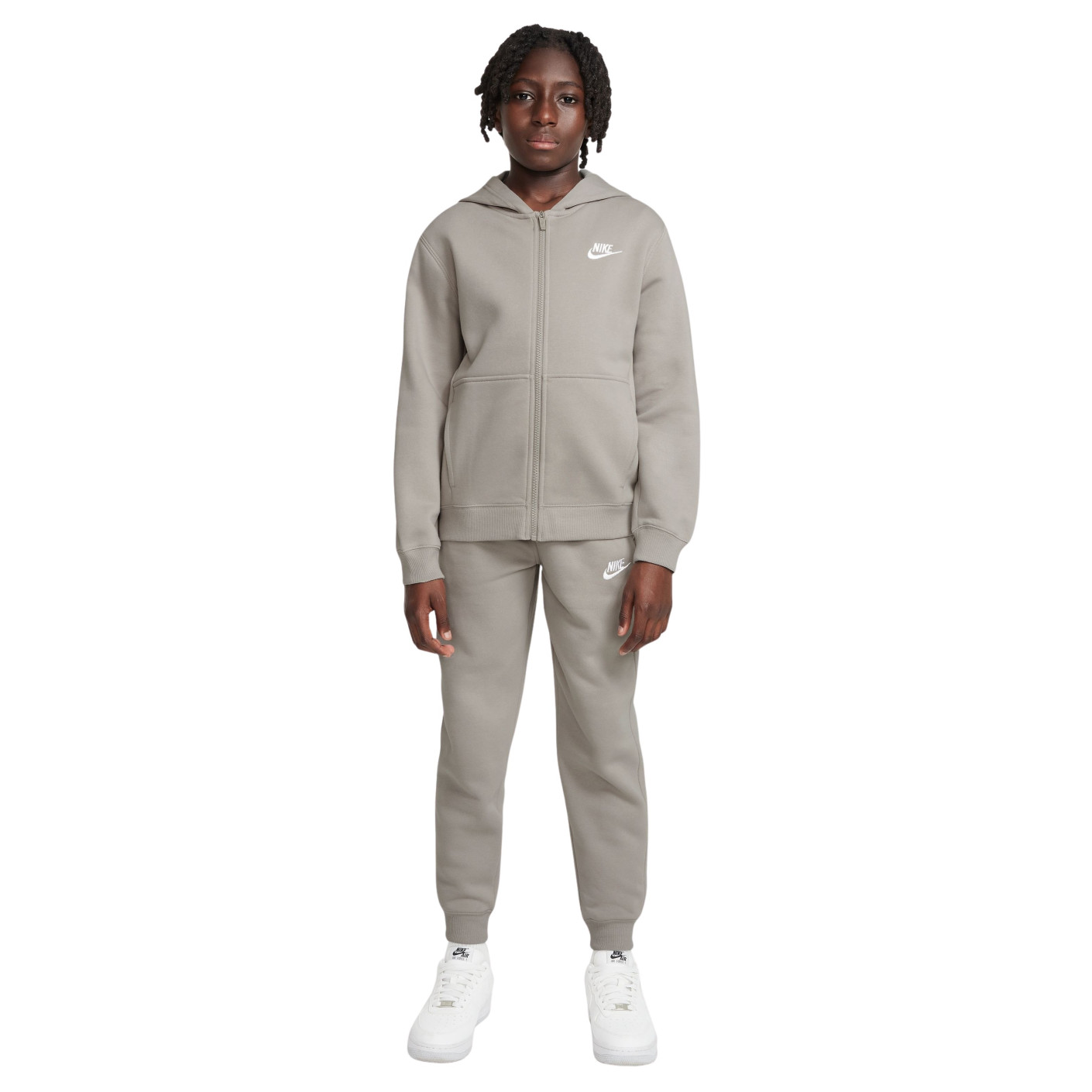 Nike Sportswear Club Fleece Trainingspak Full-Zip Hooded Kids Grijs Wit