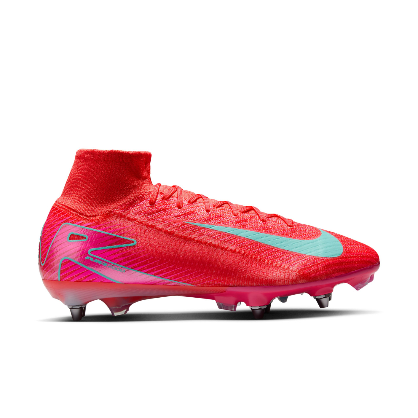 Nike Zoom Mercurial Superfly 10 Elite Crampons Vissés Chaussures de Foot (SG) Rouge Turquoise Rose