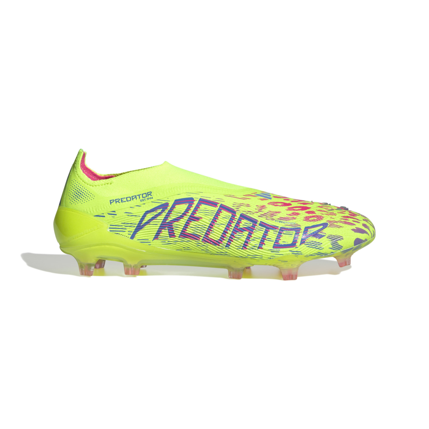 adidas Predator Elite Sans Lacets Gazon Naturel Chaussures de Foot (FG) Néon Jaune Bleu Rose