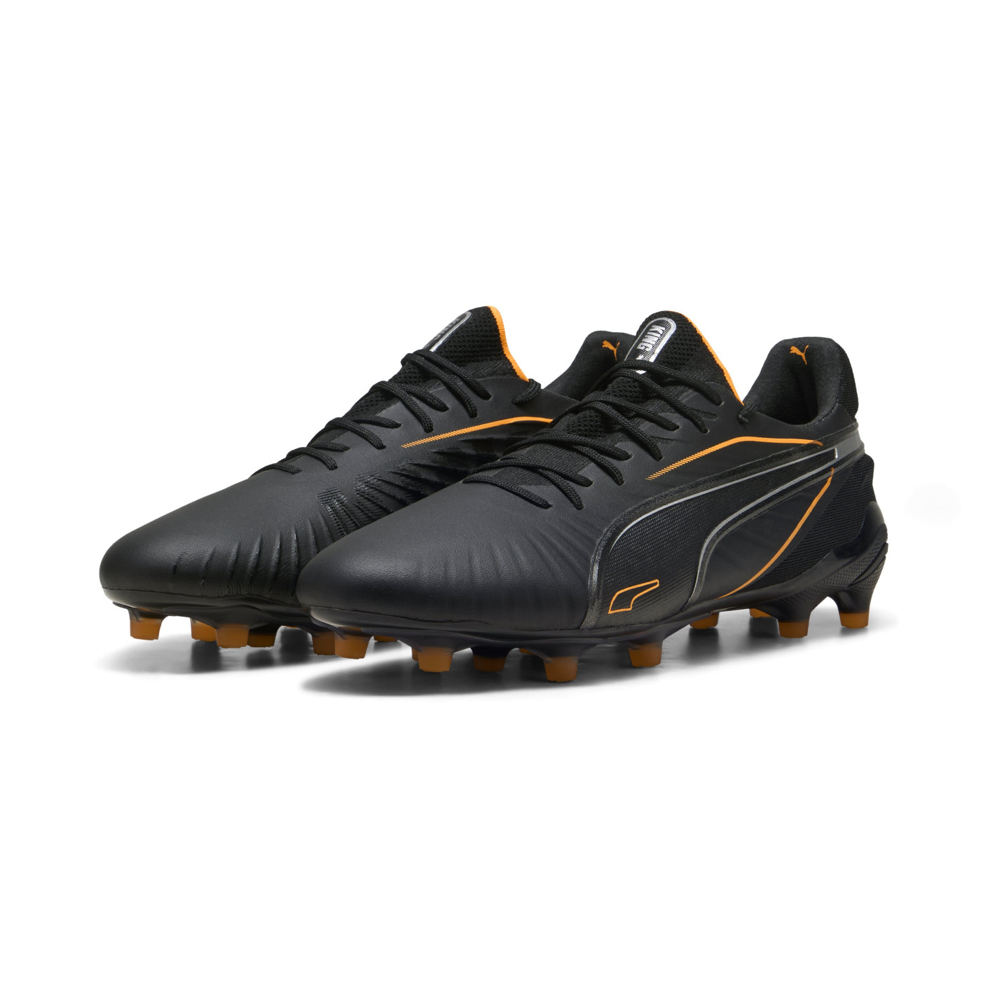 PUMA King Ultimate Gras / Kunstgras Voetbalschoenen (MG) Zwart Oranje Zilver