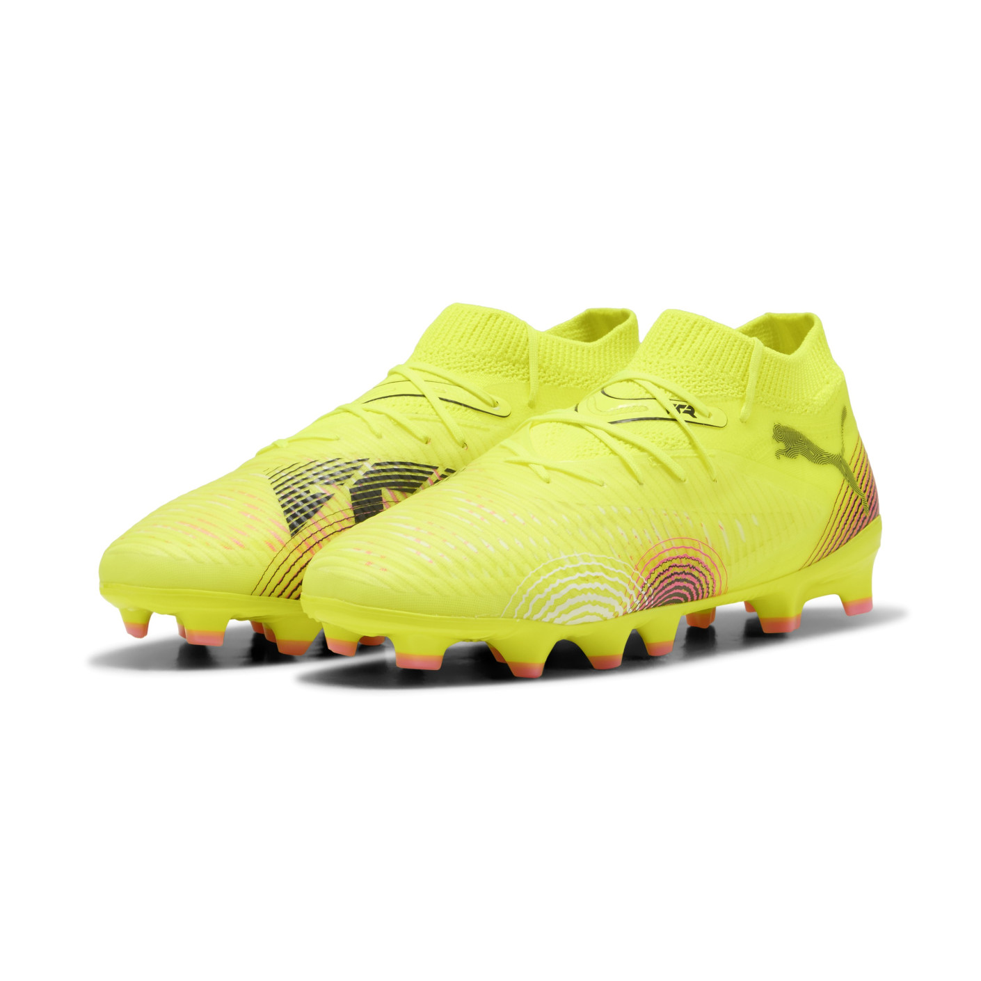PUMA Future 8 Pro Gras / Kunstgras Voetbalschoenen (MG) Kids Geel Zwart Roze