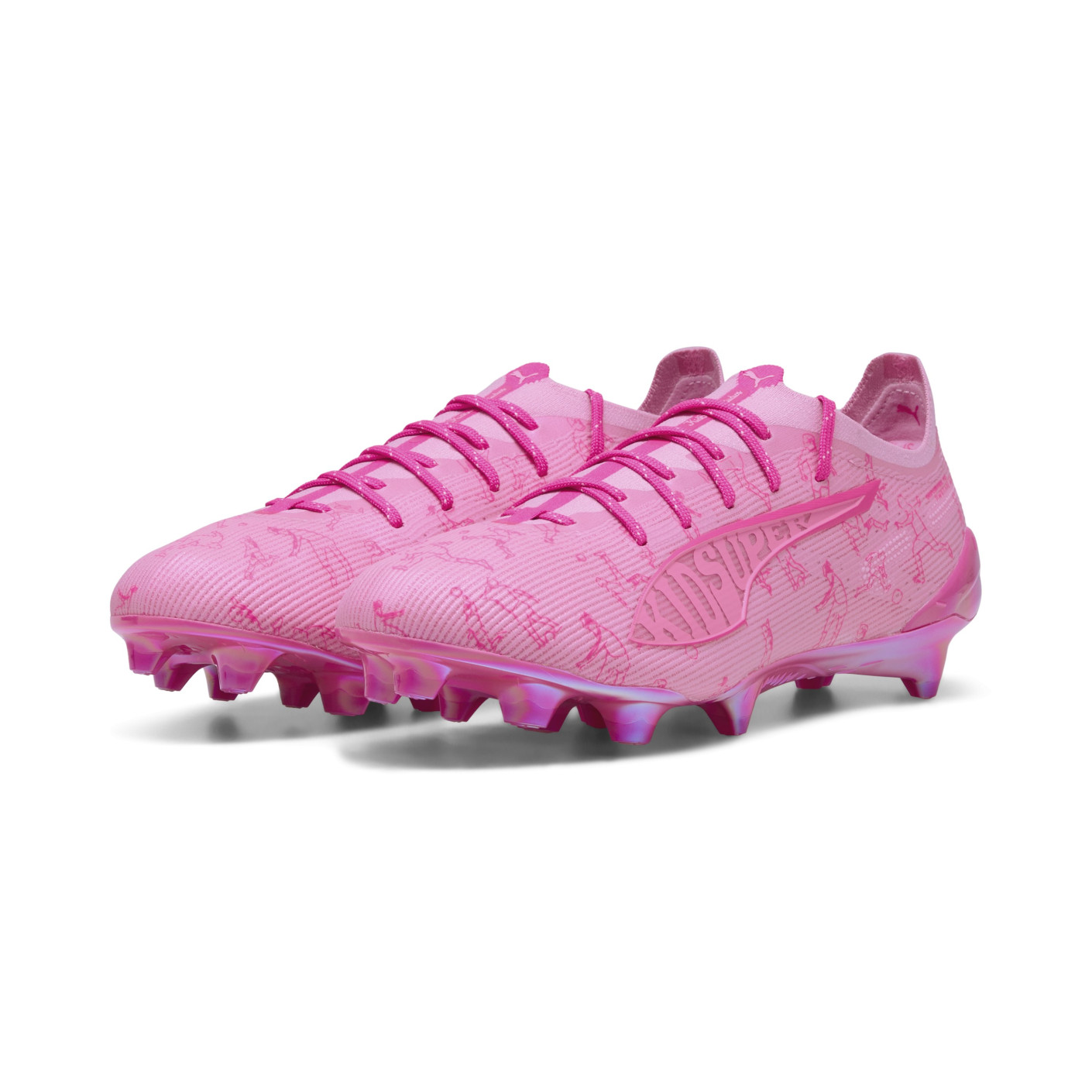 PUMA Ultra 5 Ultimate X KidSuper Gras Voetbalschoenen (FG) Roze