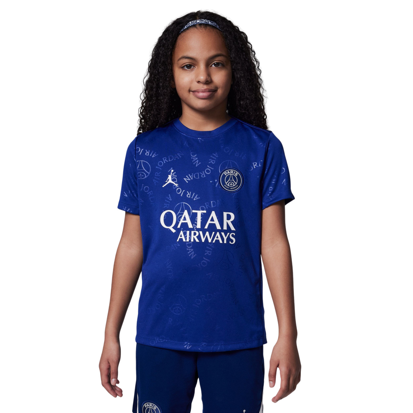 Nike Paris Saint-Germain x Jordan Pre-Match Maillot d'Entraînement 2024-2025 Enfants Bleu Blanc