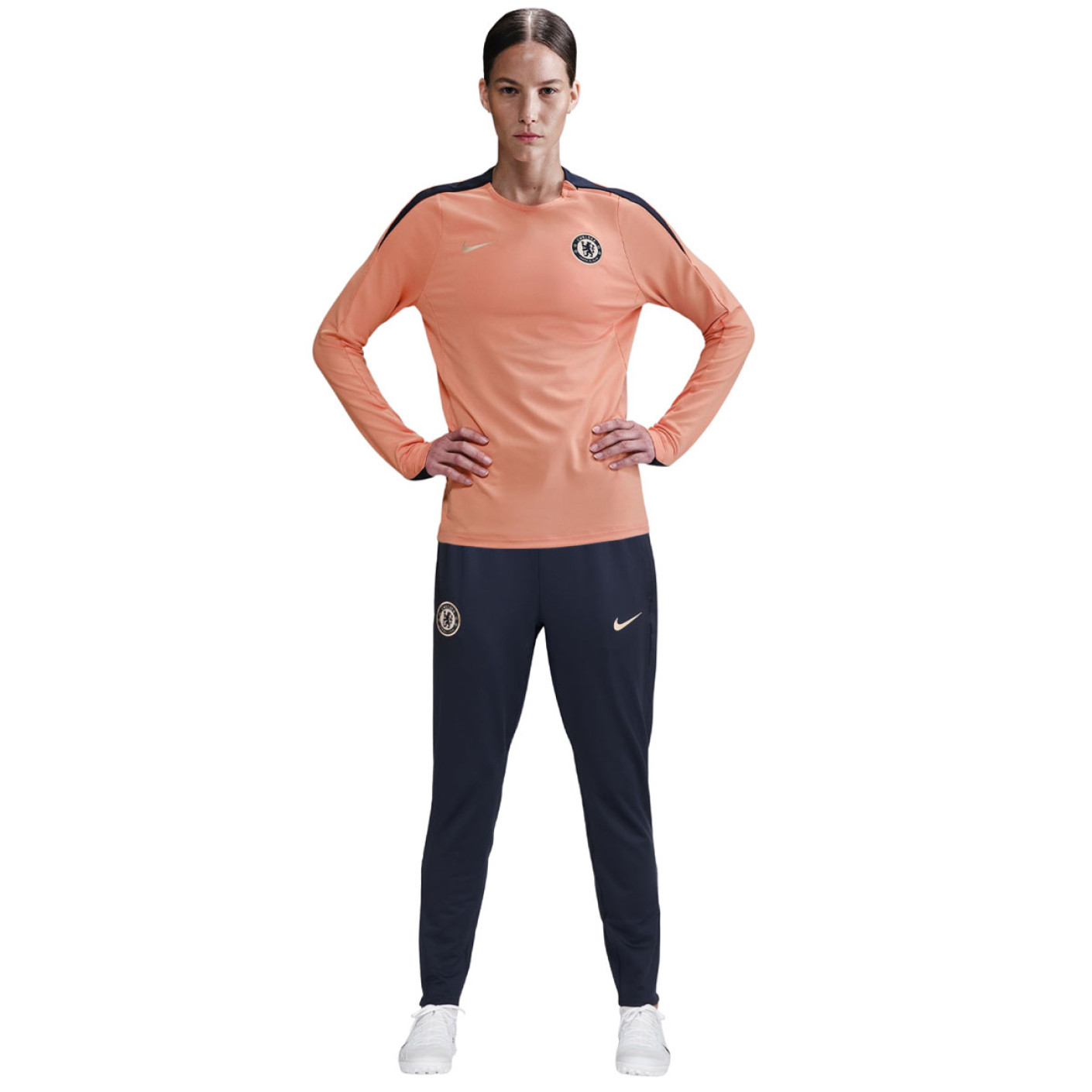 Nike Chelsea Strike Trainingspak 2024-2025 Dames Lichtroze Donkerblauw Goud