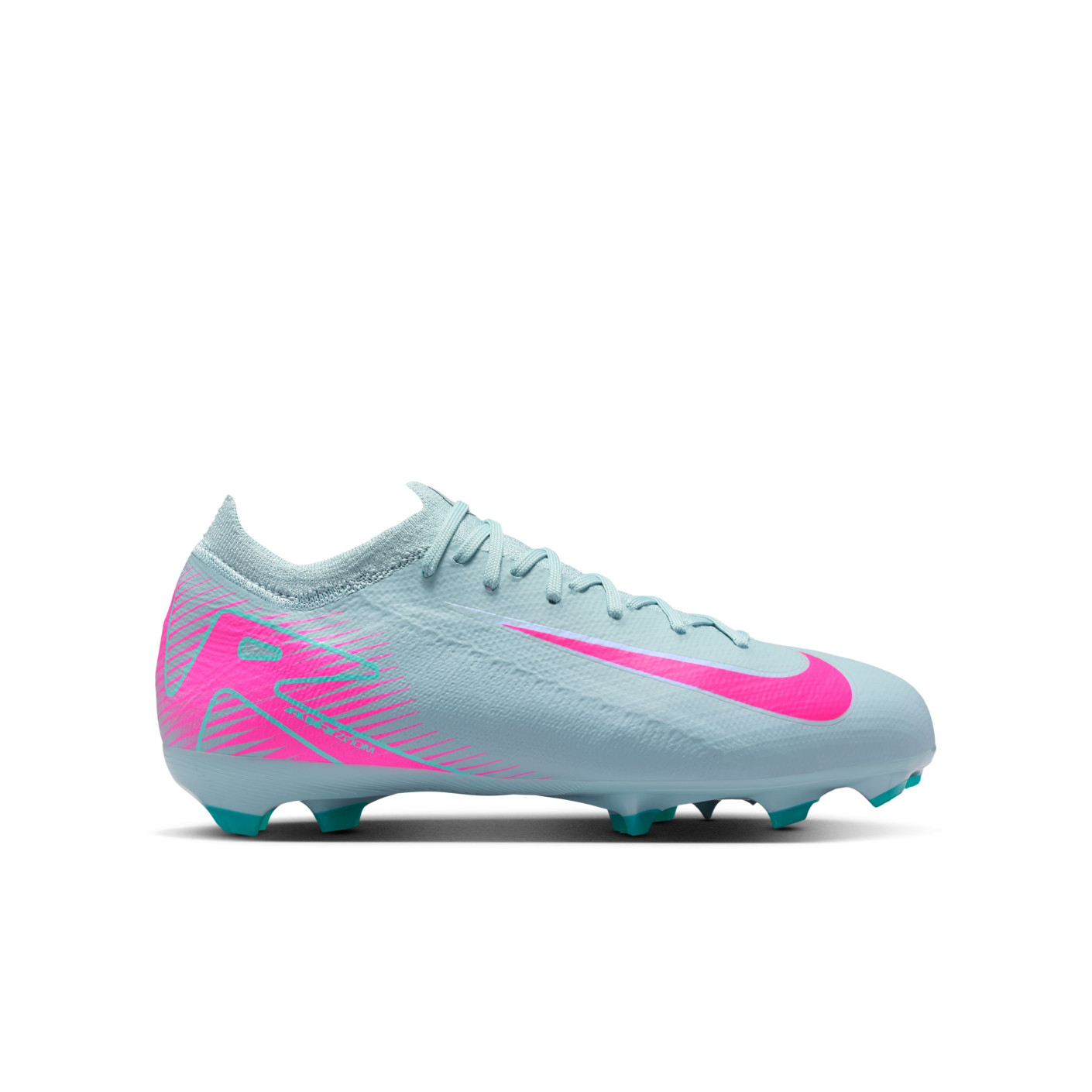 Nike Zoom Mercurial Vapor 16 Pro Gras Voetbalschoenen (FG) Kids Lichtblauw Felroze