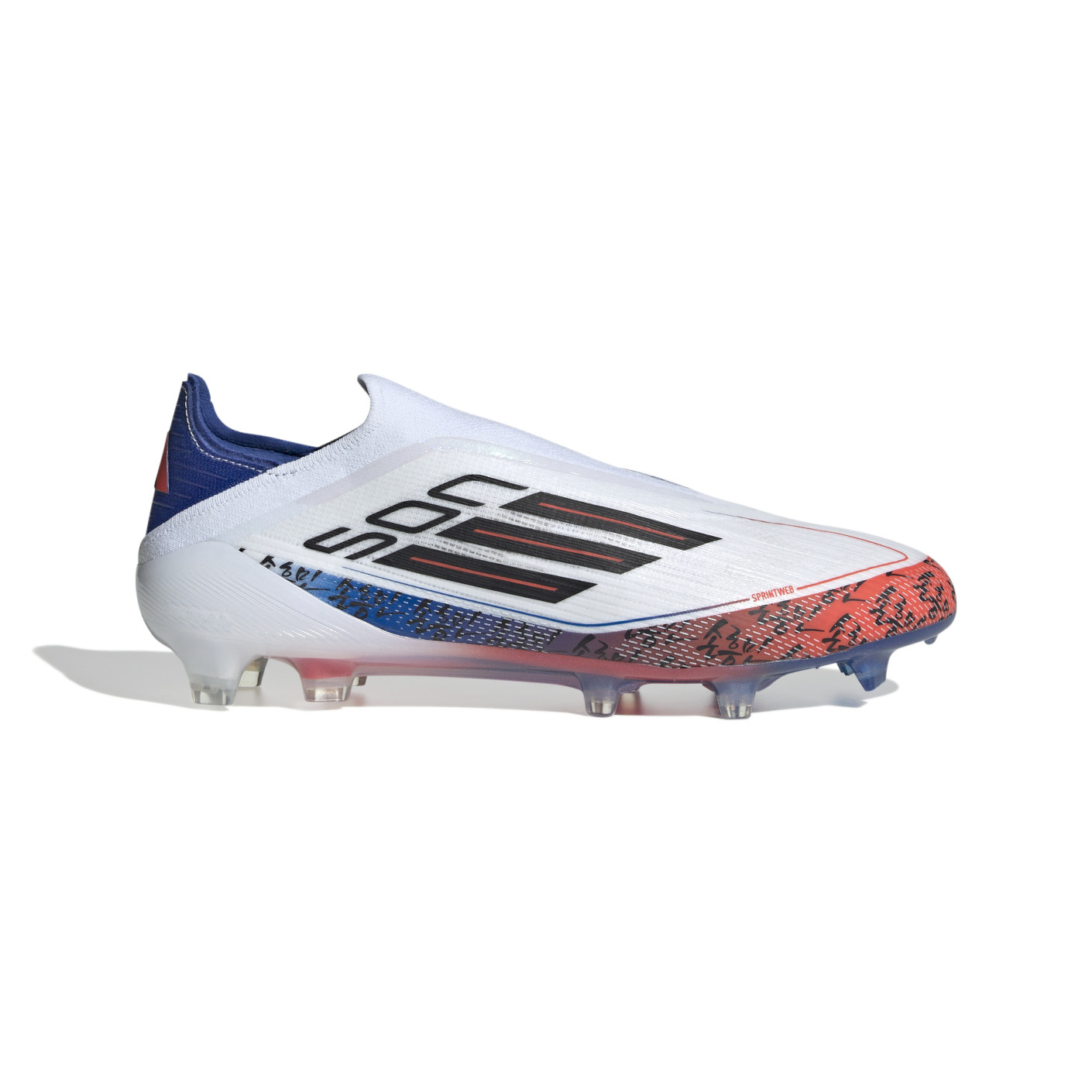 adidas F50 Son Elite Sans Lacets Gazon Naturel Chaussures de Foot (FG) Blanc Noir Rouge Bleu