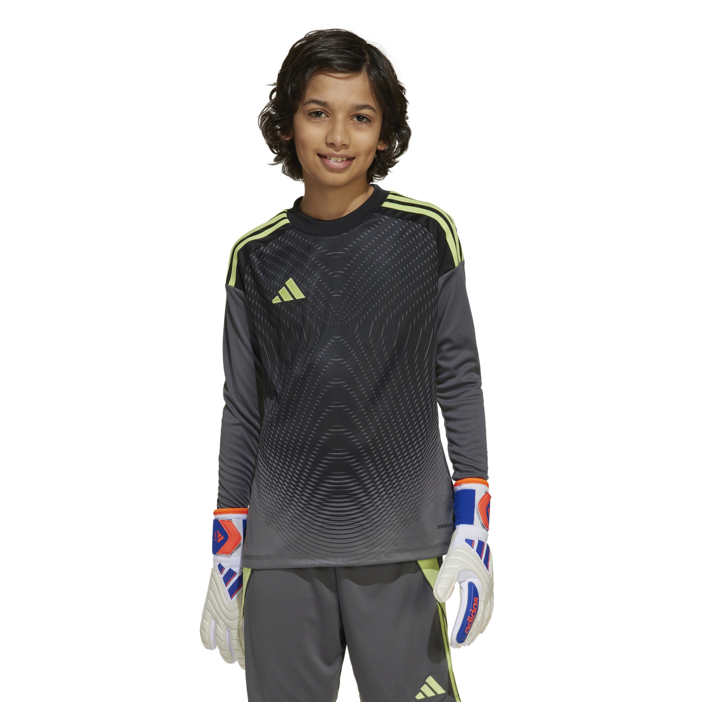 adidas Tiro 25 Competition Maillot de Gardien de But Manches Longues Enfants Gris Noir Vert Clair