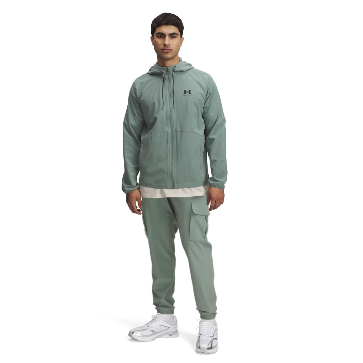 Under Armour Stretch Woven Cargo Trainingspak Full-Zip Mintgroen Wit