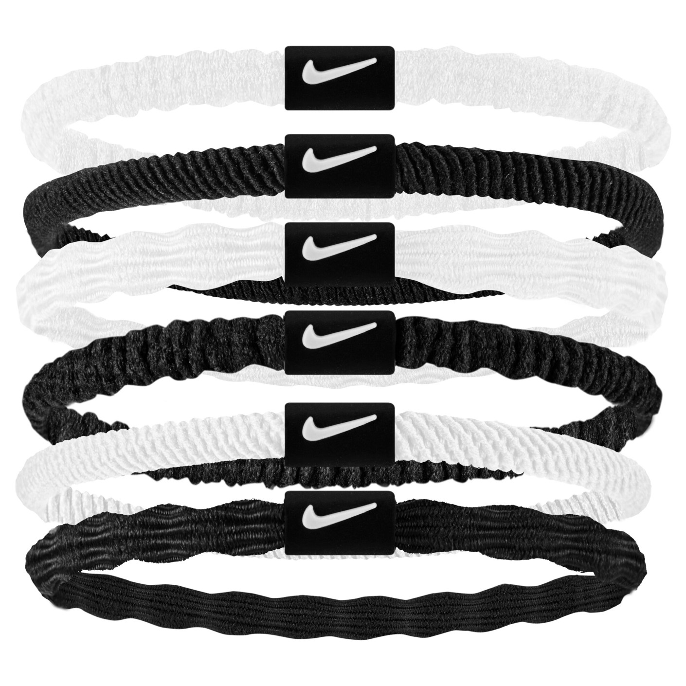 Bandeaux pour cheveux Nike Flex, lot de 6, blanc et noir