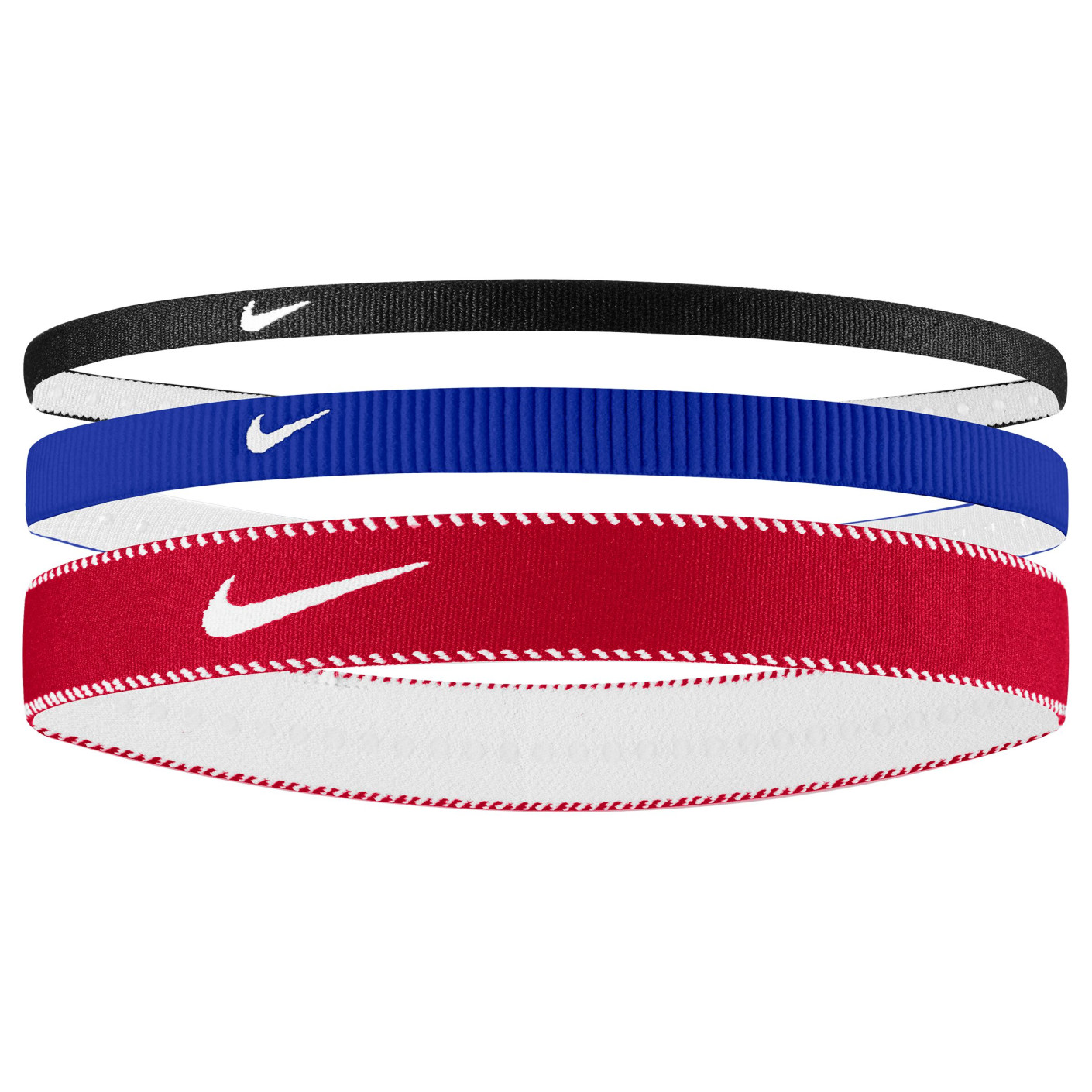 Nike Flex Classic Mixed Width Haarbanden 3-Pack Zwart Blauw Rood