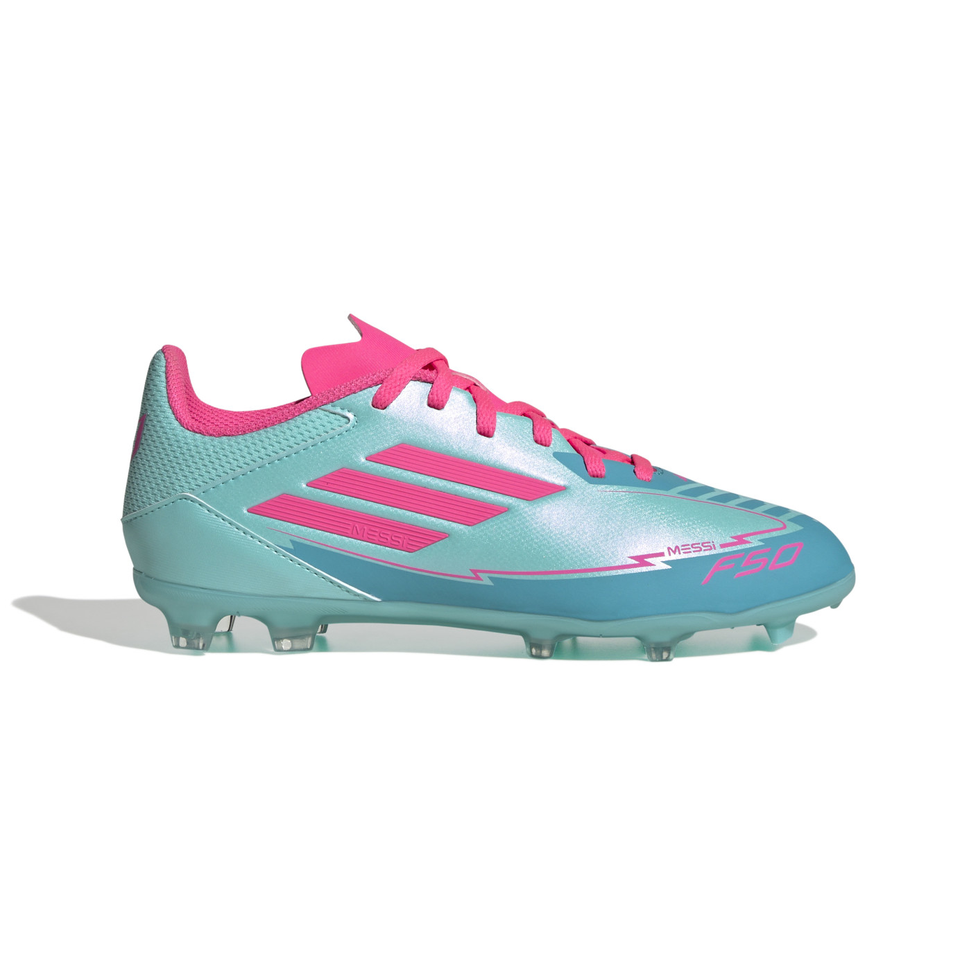 adidas F50 Messi League Gras / Kunstgras Voetbalschoenen (MG) Kids Turquoise Roze