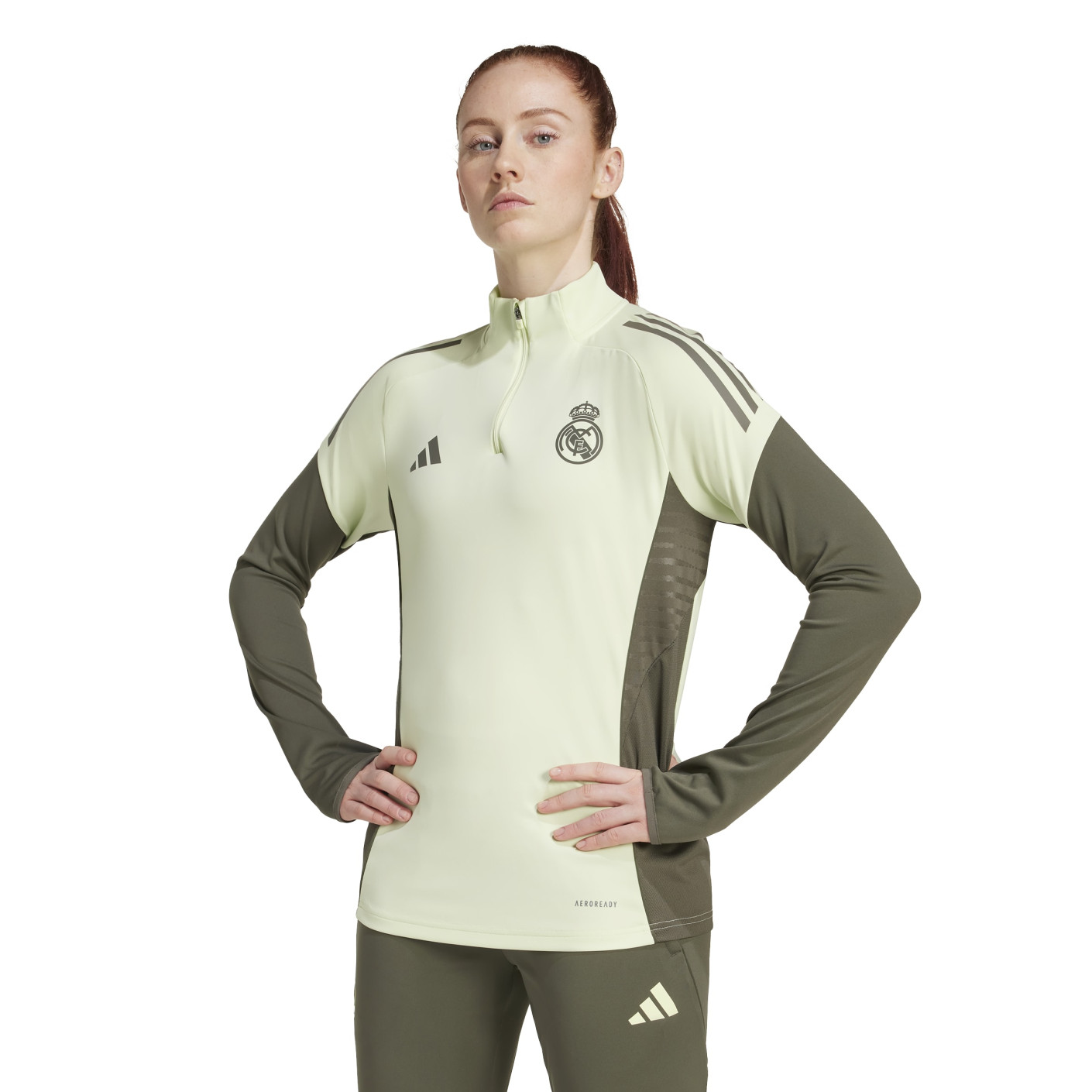 adidas Real Madrid Trainingstrui 1/4-Zip 2025-2026 Dames Lichtgroen Grijs
