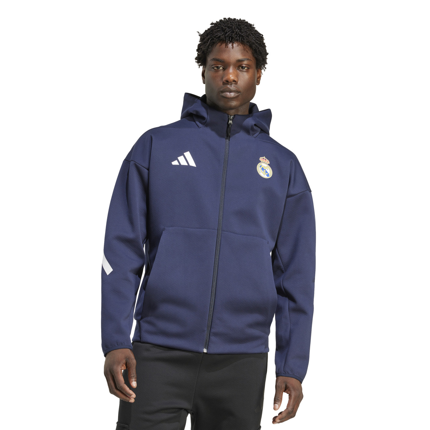 adidas Real Madrid Anthem Trainingsjack 2025-2026 Donkerblauw Wit