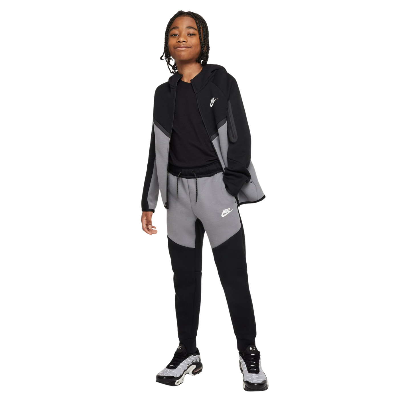 Nike Tech Fleece Sportswear Trainingspak Kids Zwart Grijs Wit