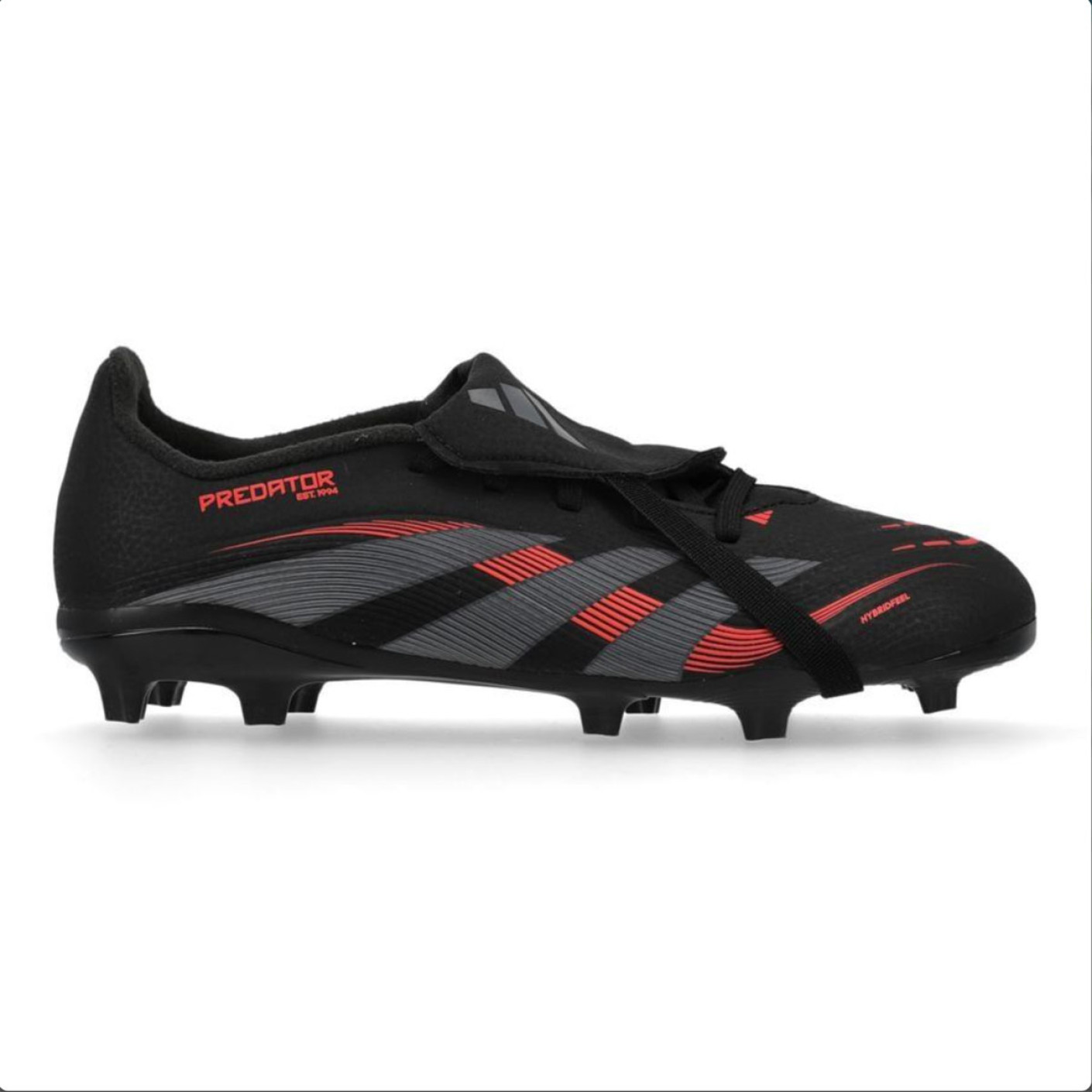 adidas Predator League FT Gras Voetbalschoenen (FG) Kids Zwart Grijs Rood
