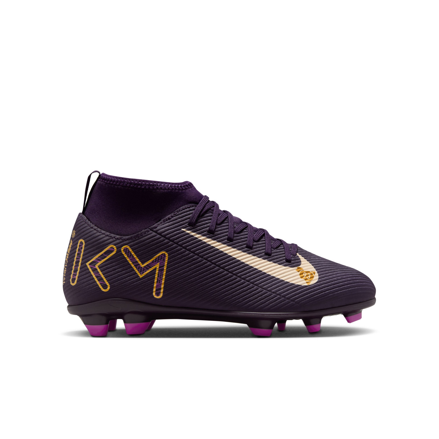 Nike Mercurial Superfly 10 Club Mbappé Gazon Naturel Gazon Artificiel Chaussures de Foot (MG) Enfants Mauve Doré Blanc