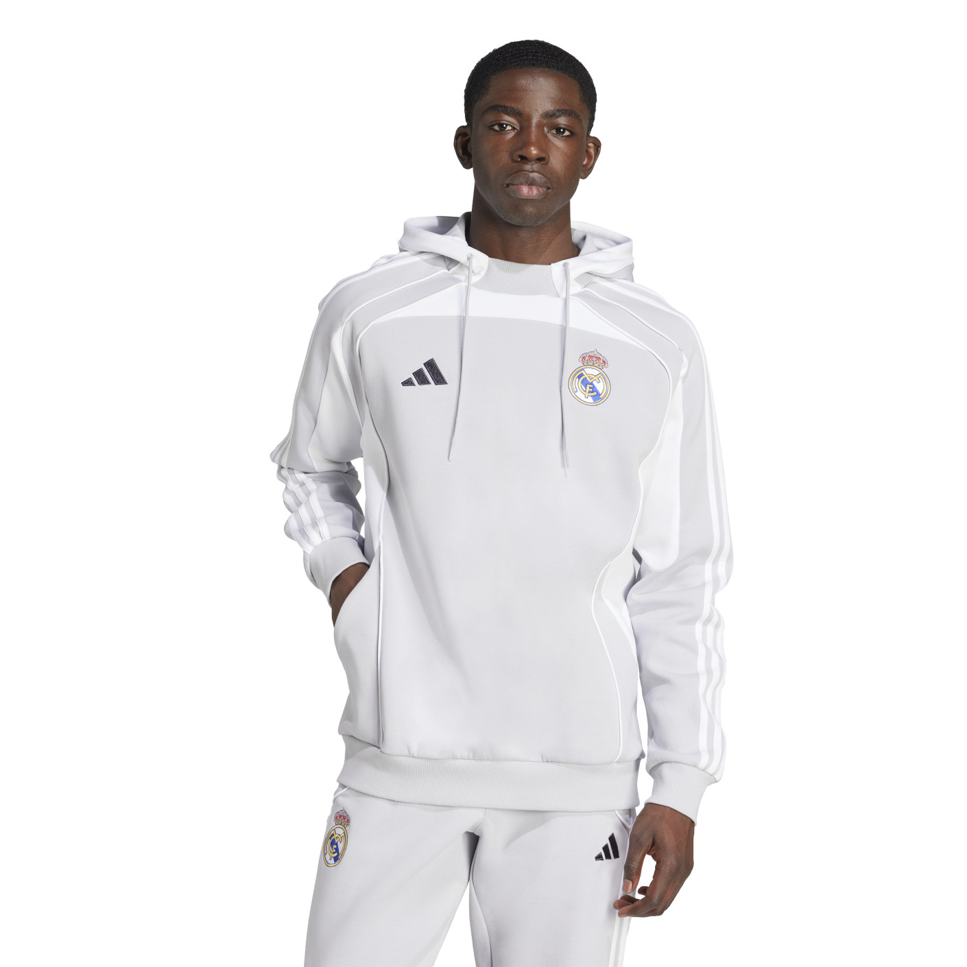 adidas Real Madrid Urban Purist Sweat à Capuche 2025-2026 Gris Clair Blanc Noir